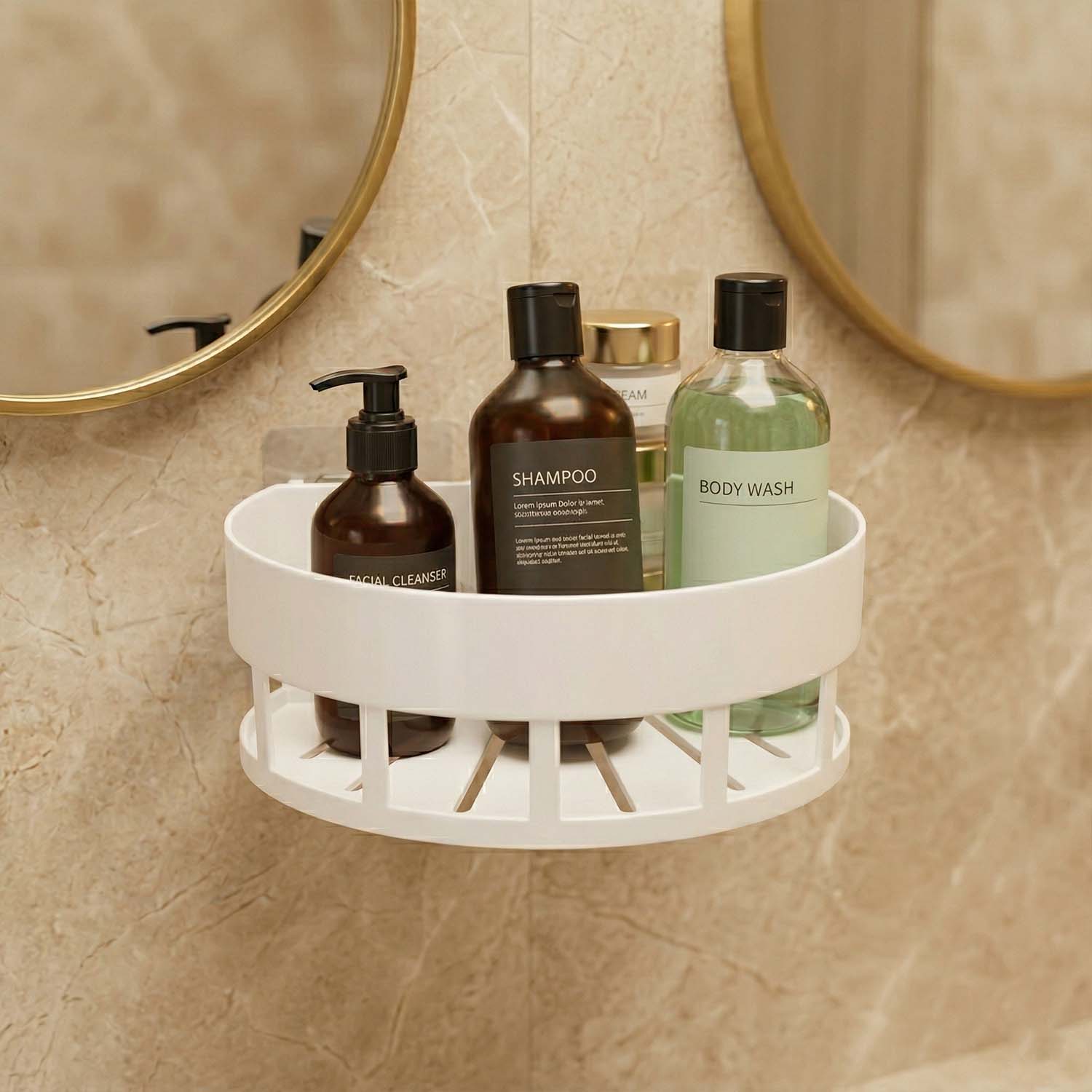 Self-Adhesive Corner Bathroom Shelf with Fast-Drain Holes (1 Pc) - Image 3