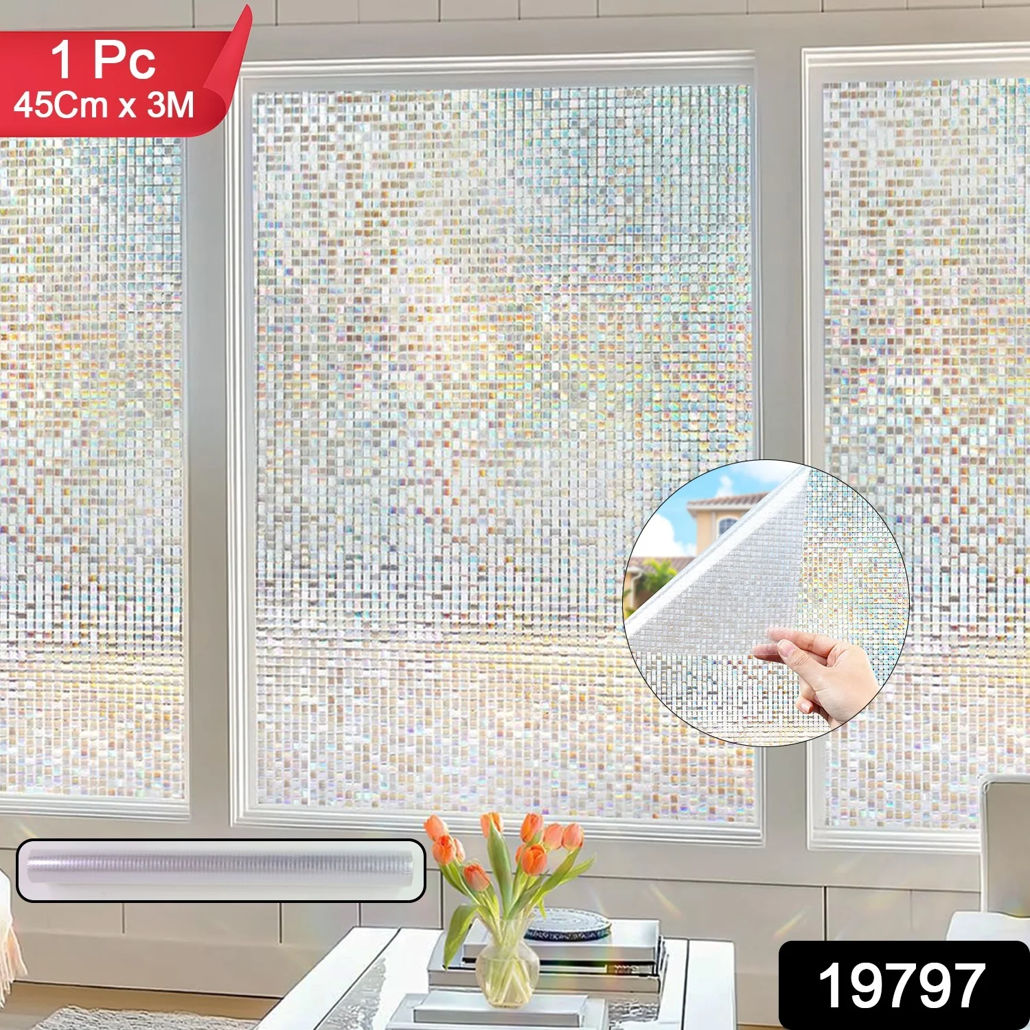 Decorative Window Film 45 cm x 3 m - (Not-Adhesive / 1 Pc) - Image 2