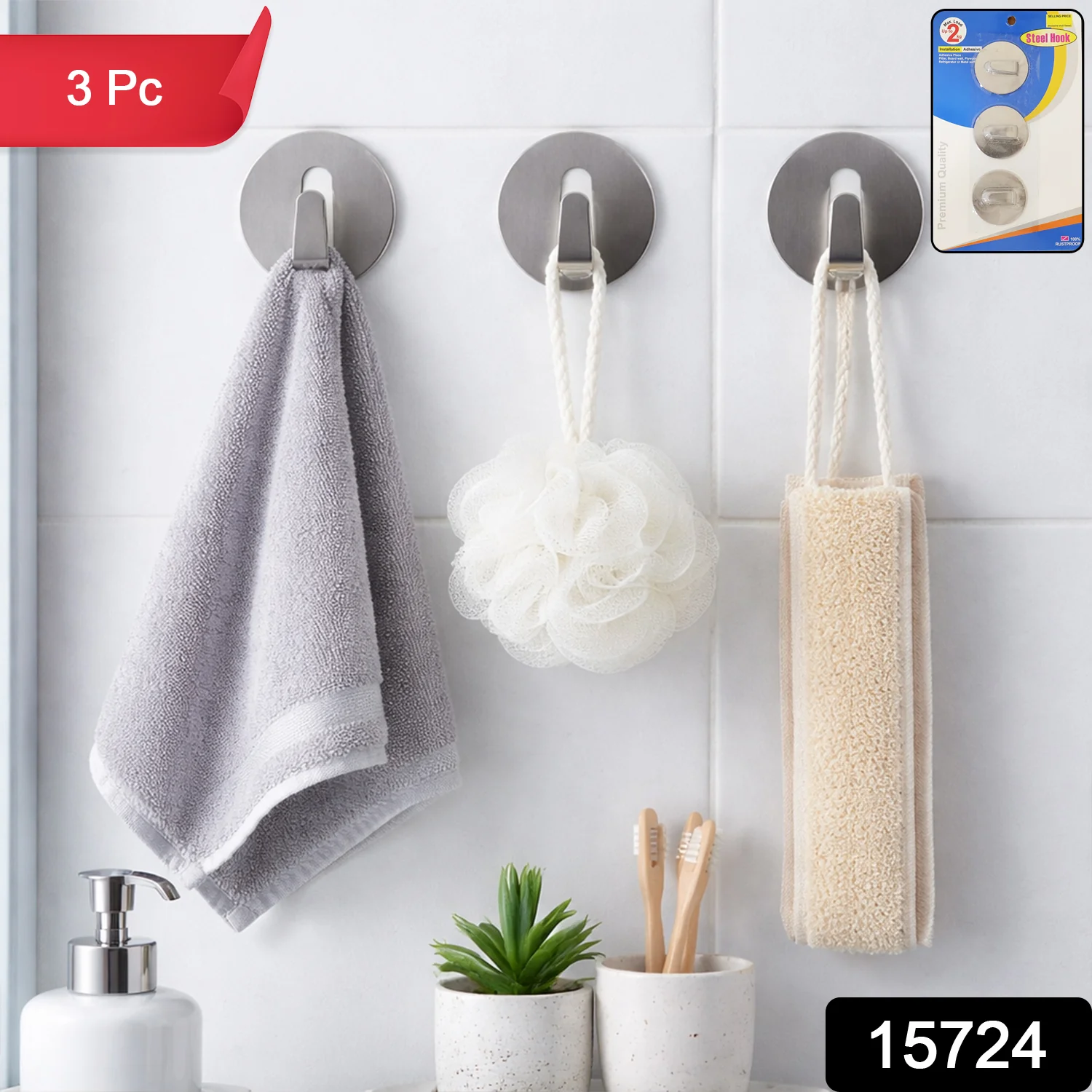Heavy Duty Self-Adhesive Stainless Hooks – Waterproof for Robes, Coats & Towels - Image 2