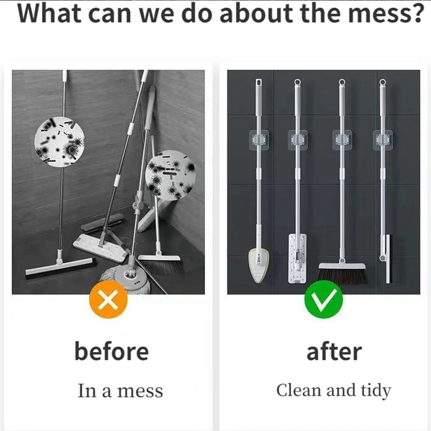Self-Adhesive Mop and Broom Holder Clips (6 Pc Set) - Image 4