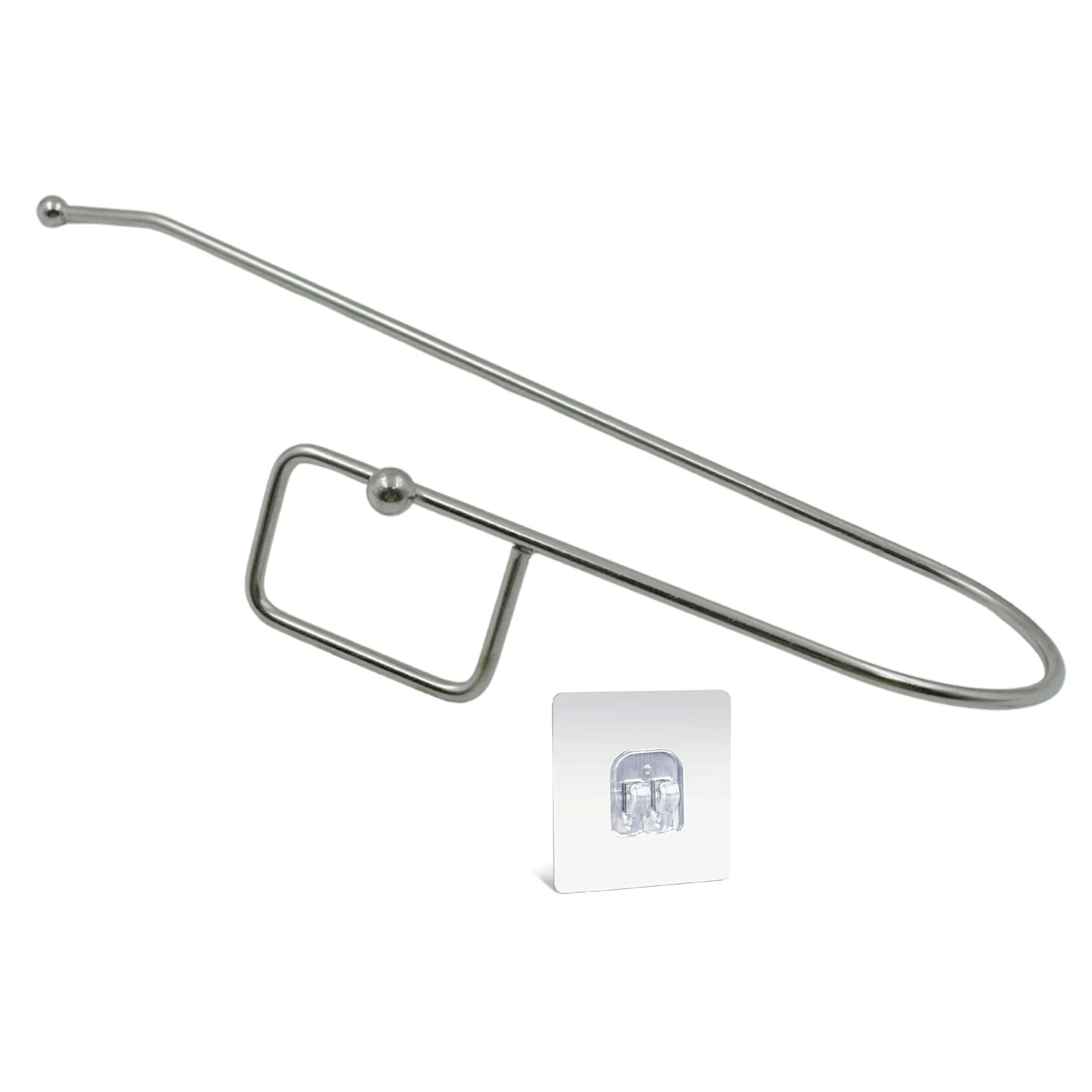 Stainless Steel Drill Free Self-Adhesive Paper Roll Holder Tissue Paper Stand Towel Bar Hanger Kitchen Towel Holder for Kitchen Bathroom Toilet (Pack of 1) - Image 4
