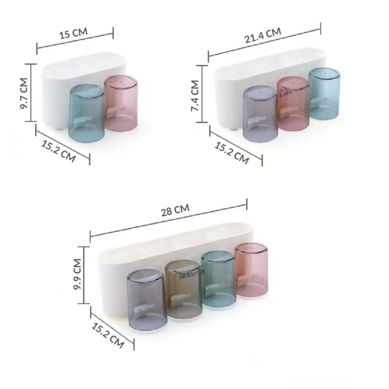 Self adhesive Toothbrush Holder 2 cup set - Image 3