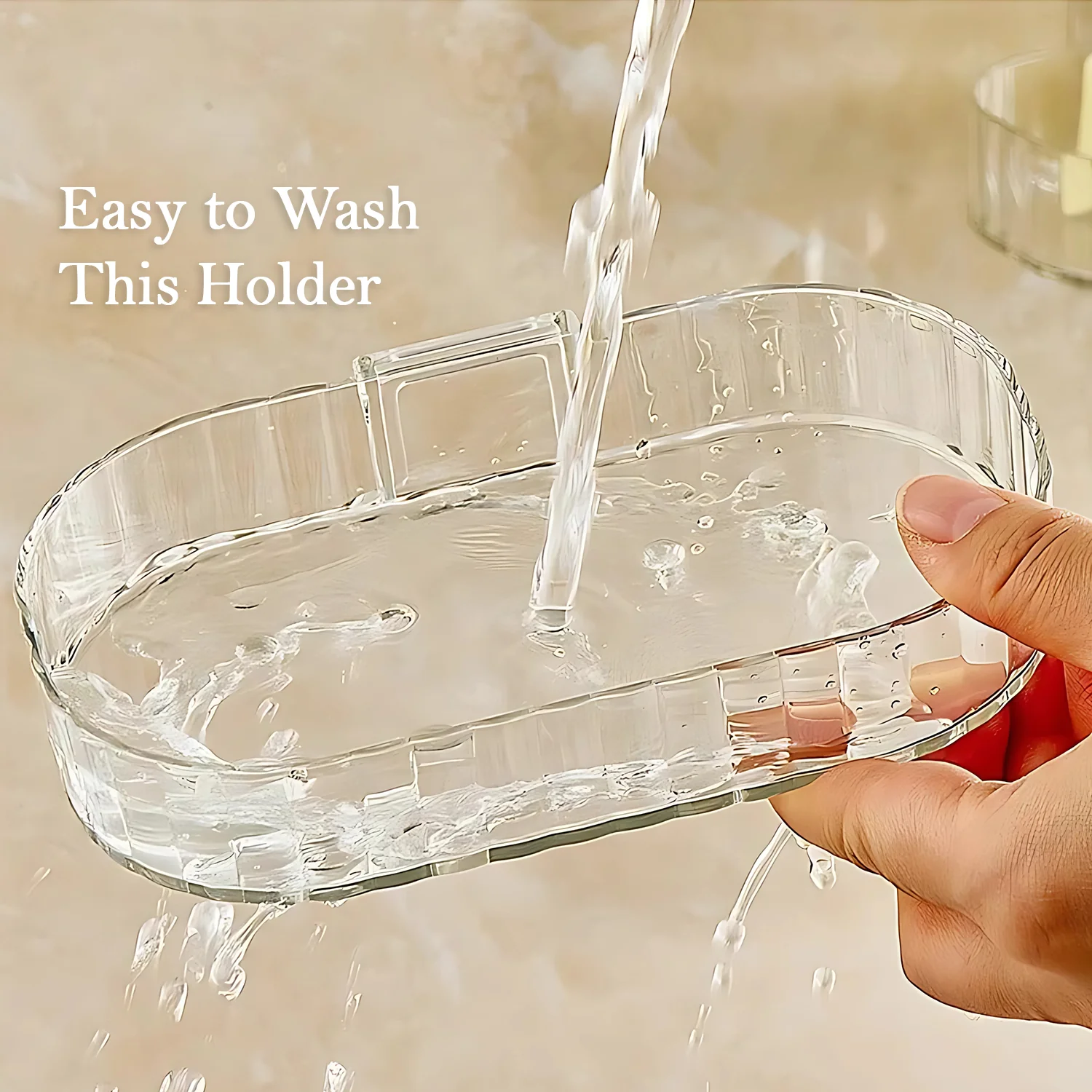 Self Adhesive Transparent Wall Mounted Soap Dish Holder (2 Pc) - Image 4