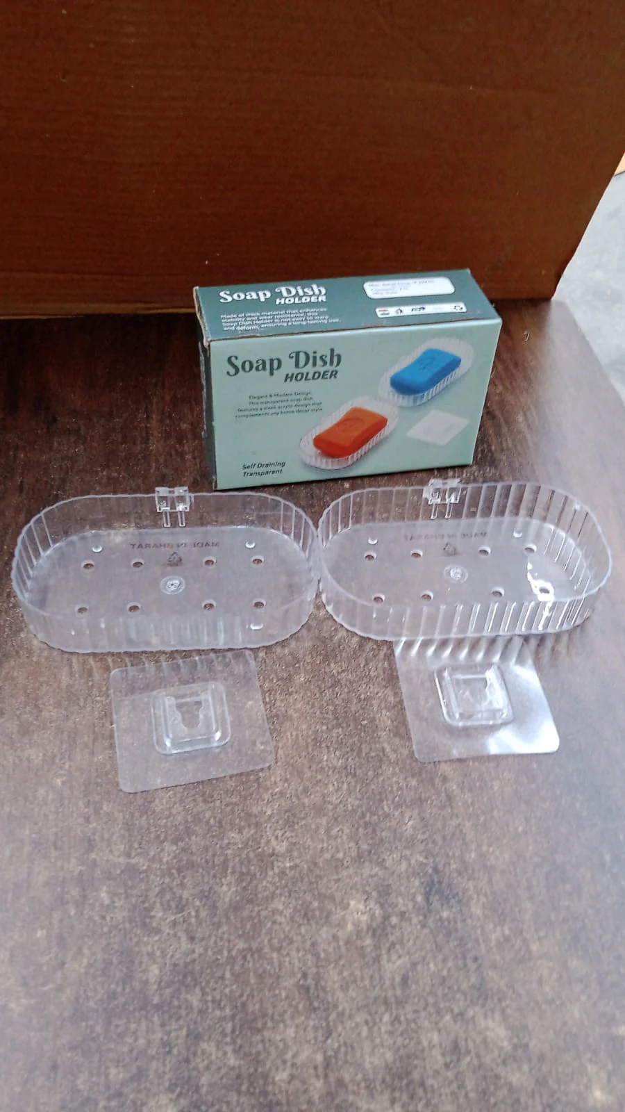 Self Adhesive Transparent Wall Mounted Soap Dish Holder (2 Pc) - Image 7