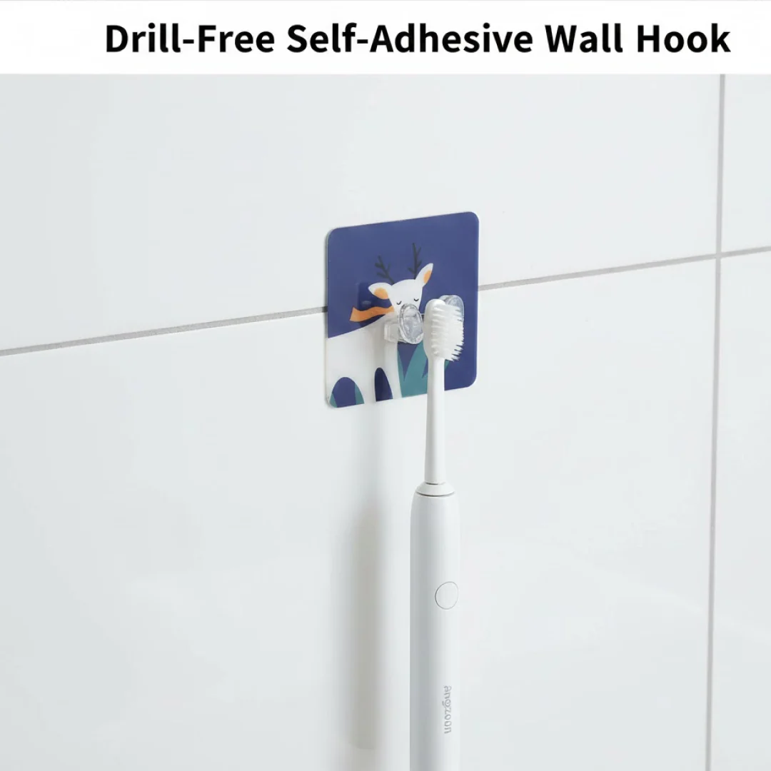 Self-Adhesive Wall Hook – Drill-Free, Waterproof & Oil-Proof Toothbrush, (1 Pc) - Image 2