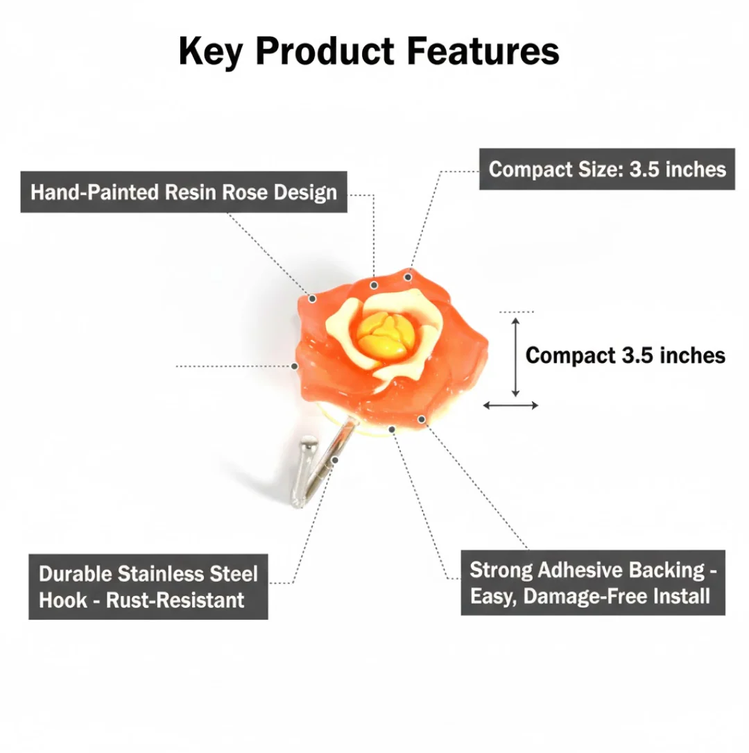 Multipurpose Self Adhesive Wall Hook – Load Capacity Up to 1 Kg (Mix Design / 1 Pc) - Image 3