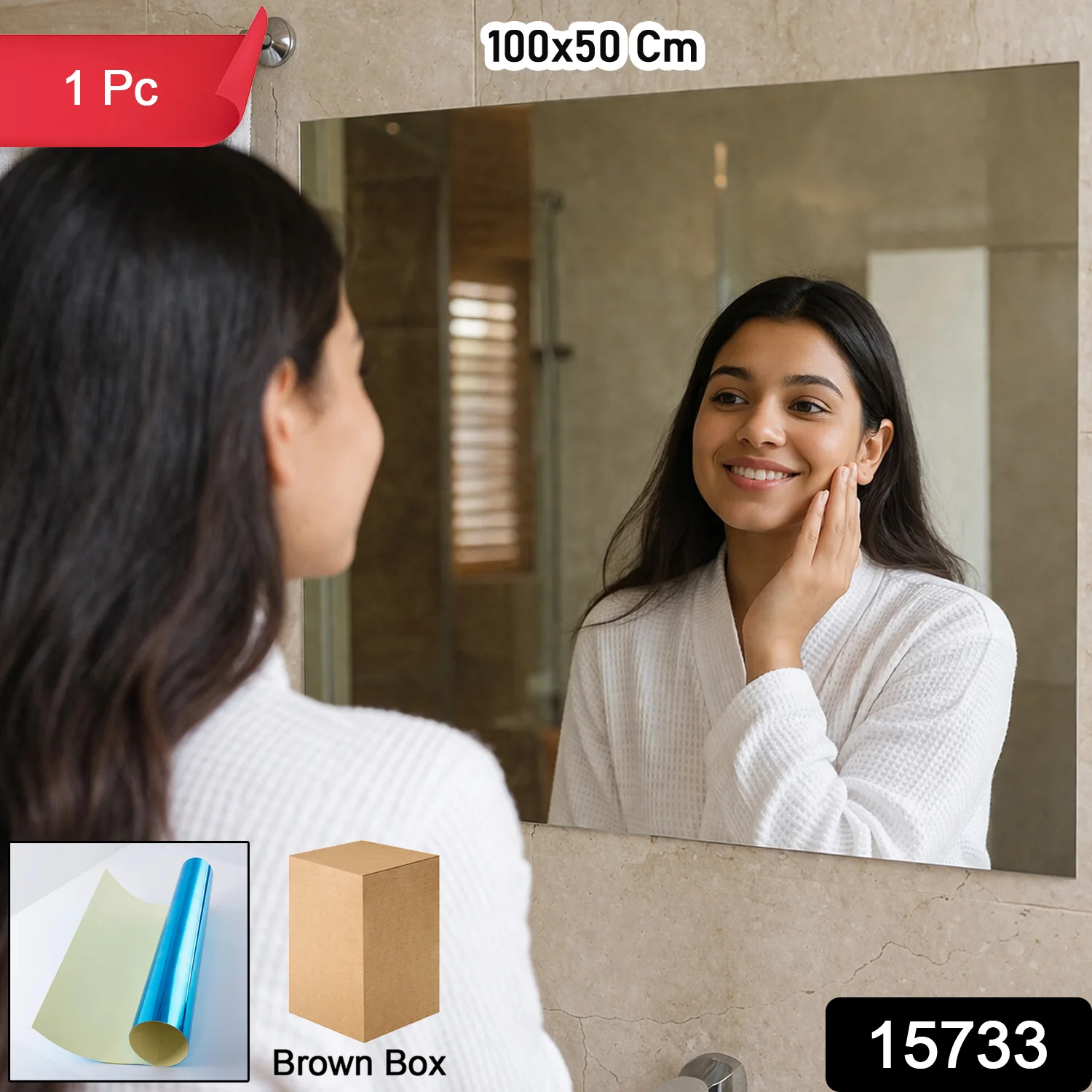 Self Adhesive Wall Mirror Sheet (1 Pc, 100x50 Cm) - Image 2