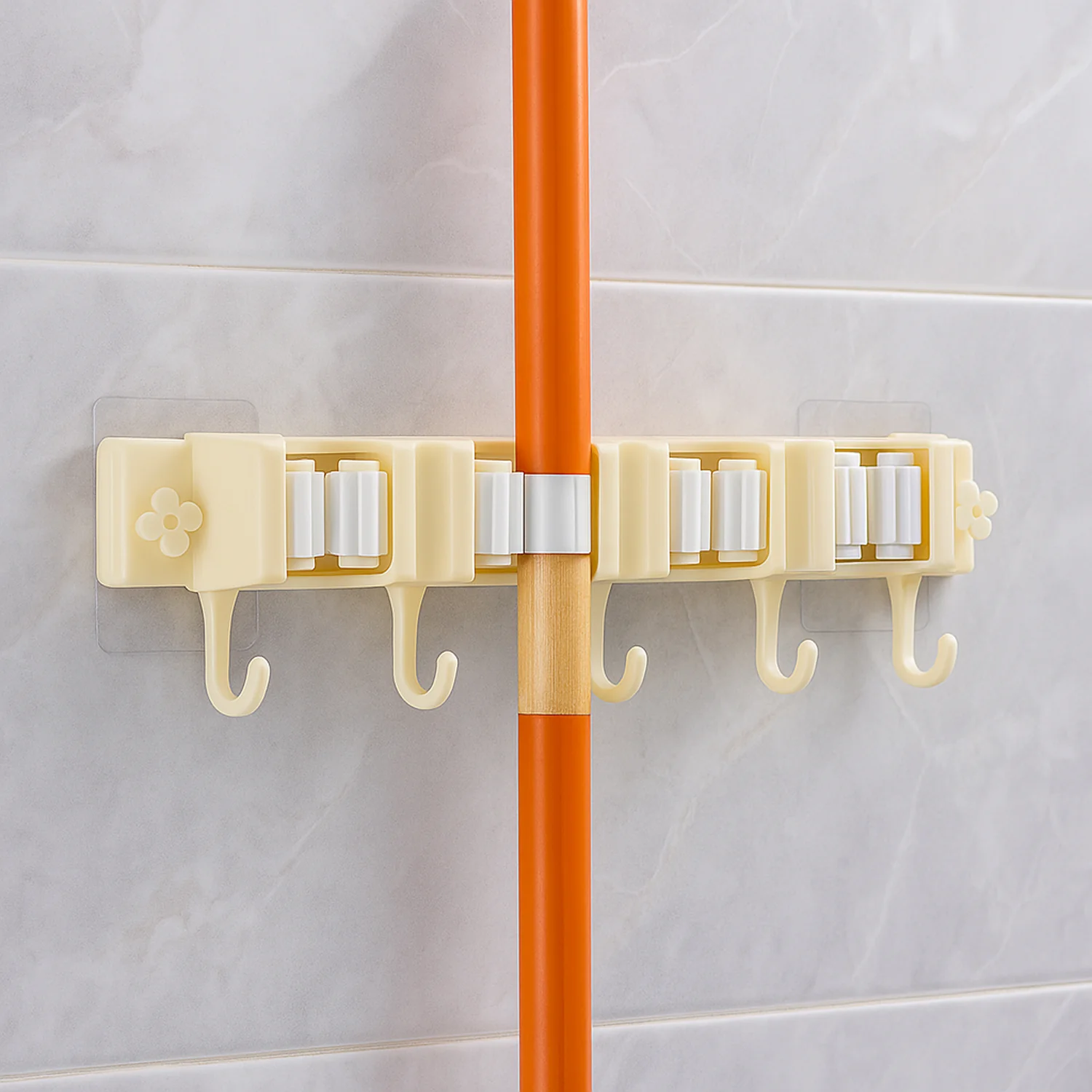 Self-Adhesive Wall-Mount Broom & Mop Holder Rack - Image 6