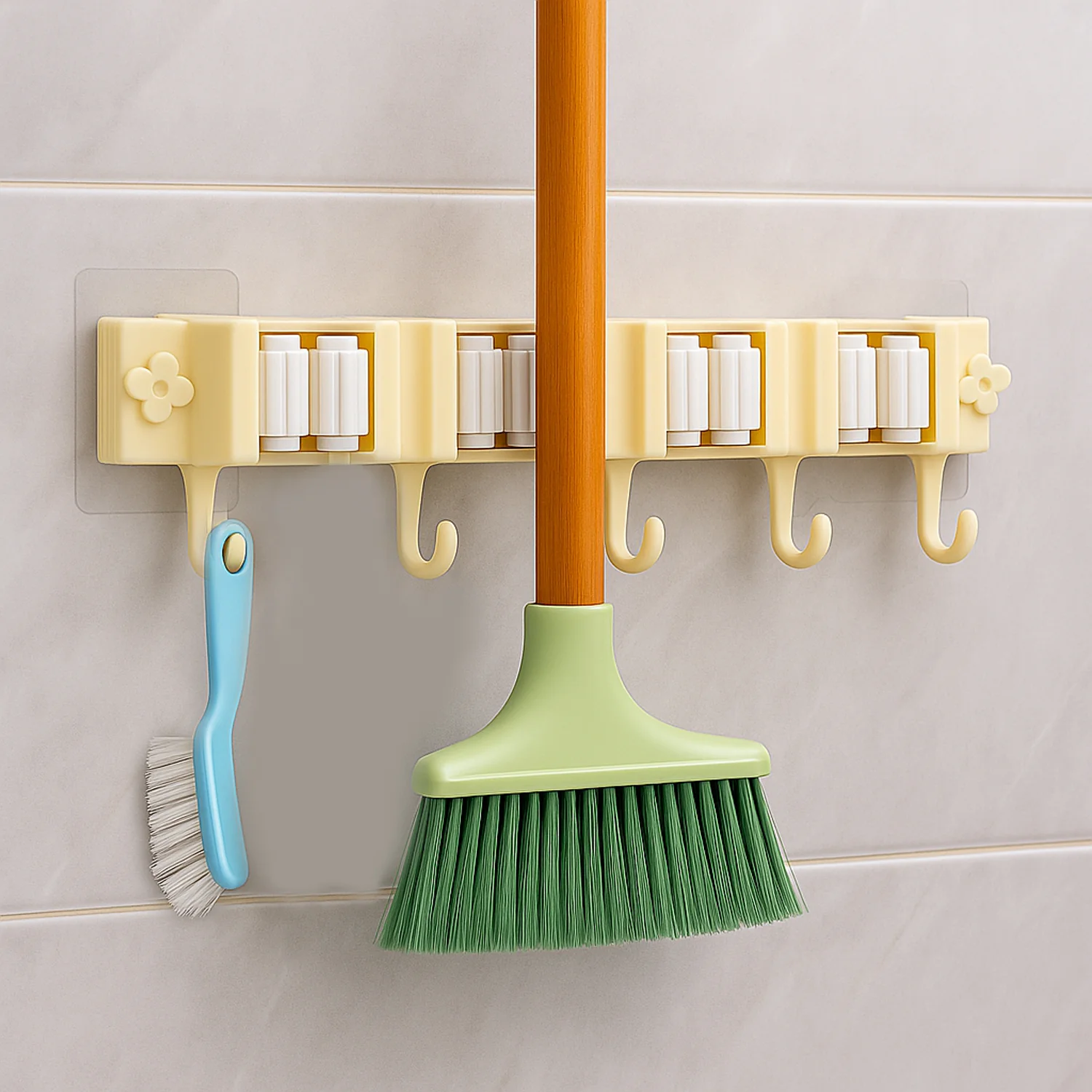 Self-Adhesive Wall-Mount Broom & Mop Holder Rack - Image 7