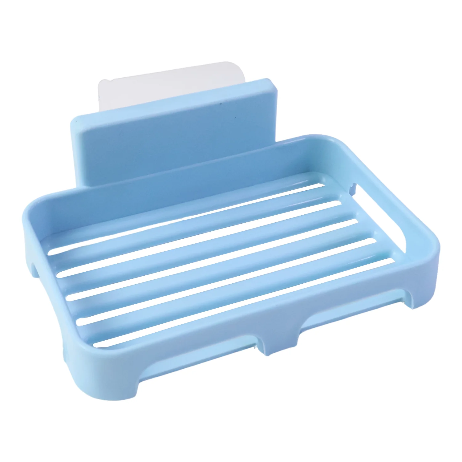 Self-Adhesive Wall Mount Plastic Soap Dish with Drain Slots - Image 5