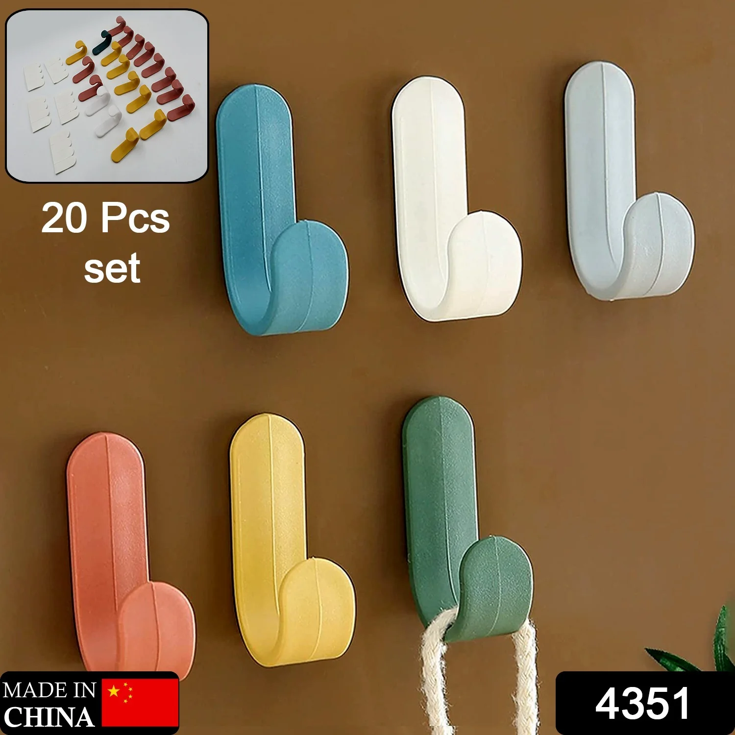 Self Adhesive Waterproof Wall Hooks for Multipurpose Home Storage (20 Pcs Set) - Image 2