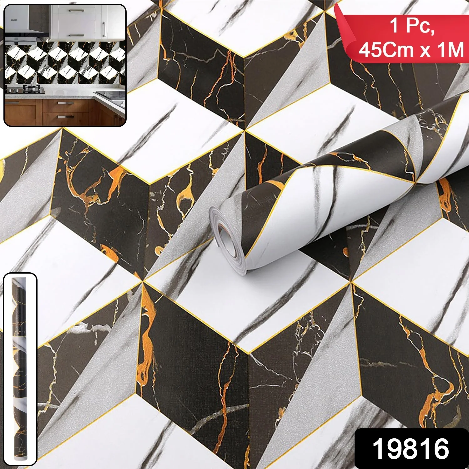Self-Adhesive Waterproof Wallpaper Roll 45 cm x 1 m - (1 Pc) - Image 2