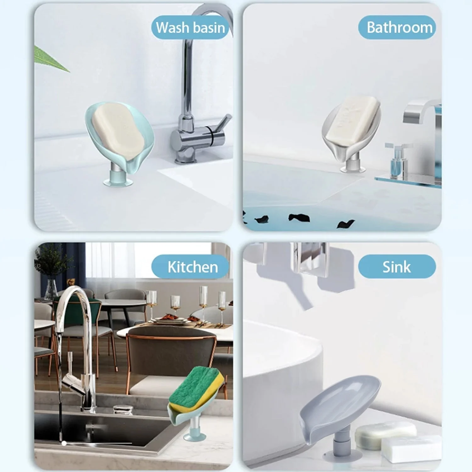 Self Draining Soap Holder for Bathroom Leaf Shape Soap Tray - Image 3