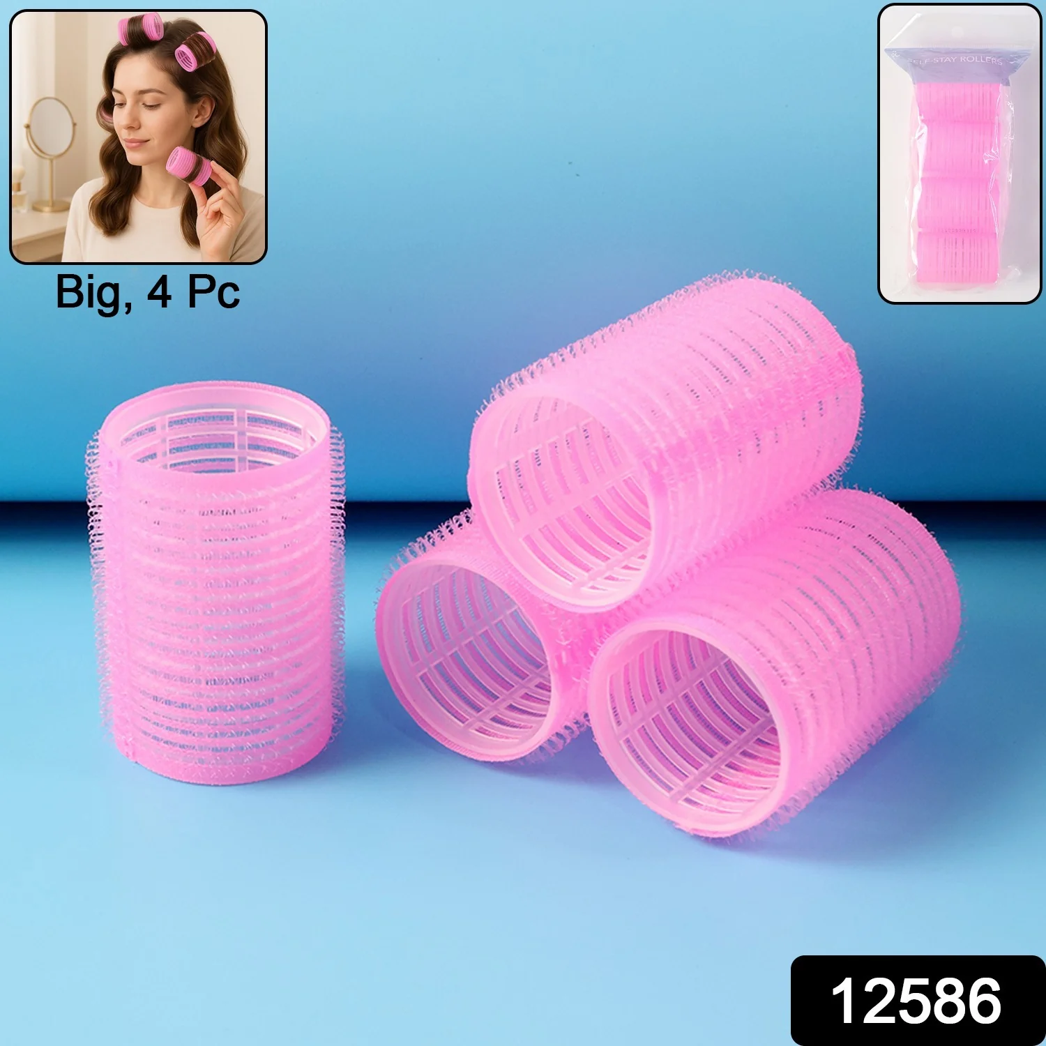 Self-Grip Hair Rollers Set (4 Pc / Big) - Image 2