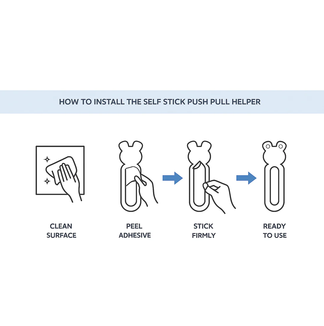 Self Stick Push Pull Helper Door Handle Adhesive Grip Handle (2 Pc) - Image 9