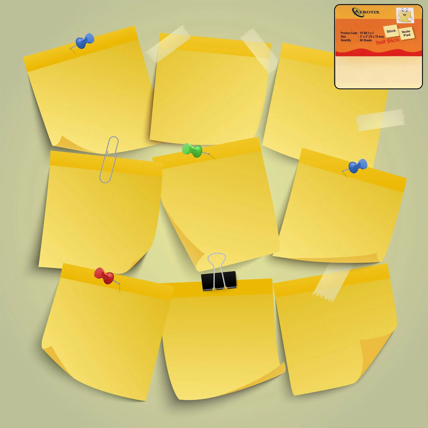 Self Sticky Notes Pad Yellow with Strong Adhesive (75×75 mm, 80 Sheets,6 Pack Combo) - Image 2