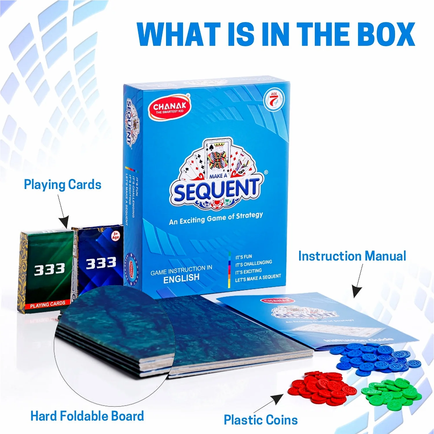 Sequent Strategy Board Game - Playing Cards & Colour Coins for Family - Image 3