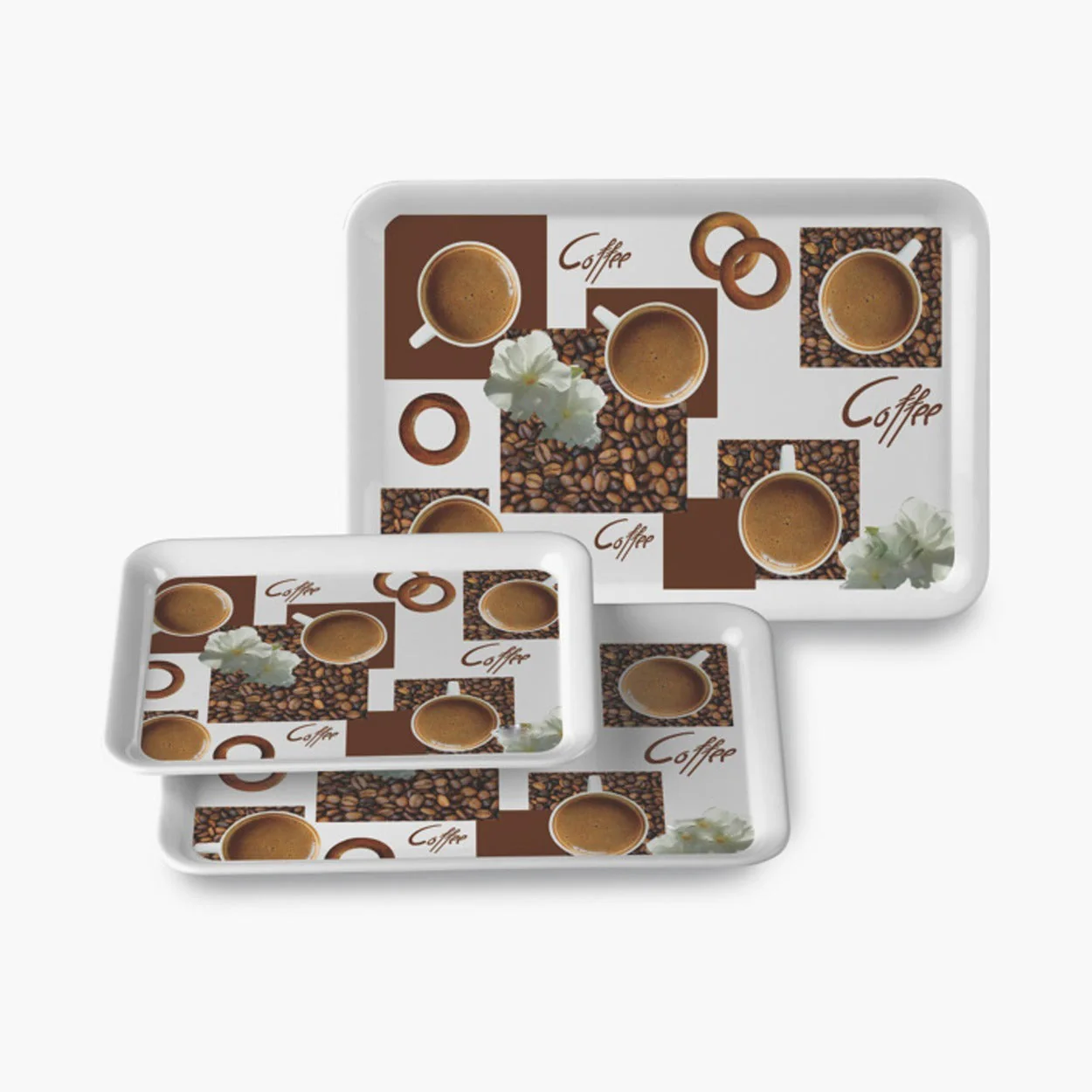 Serving Tray Set  (Pack of 3 Pcs / Multicolor / Mix Size) - Image 10