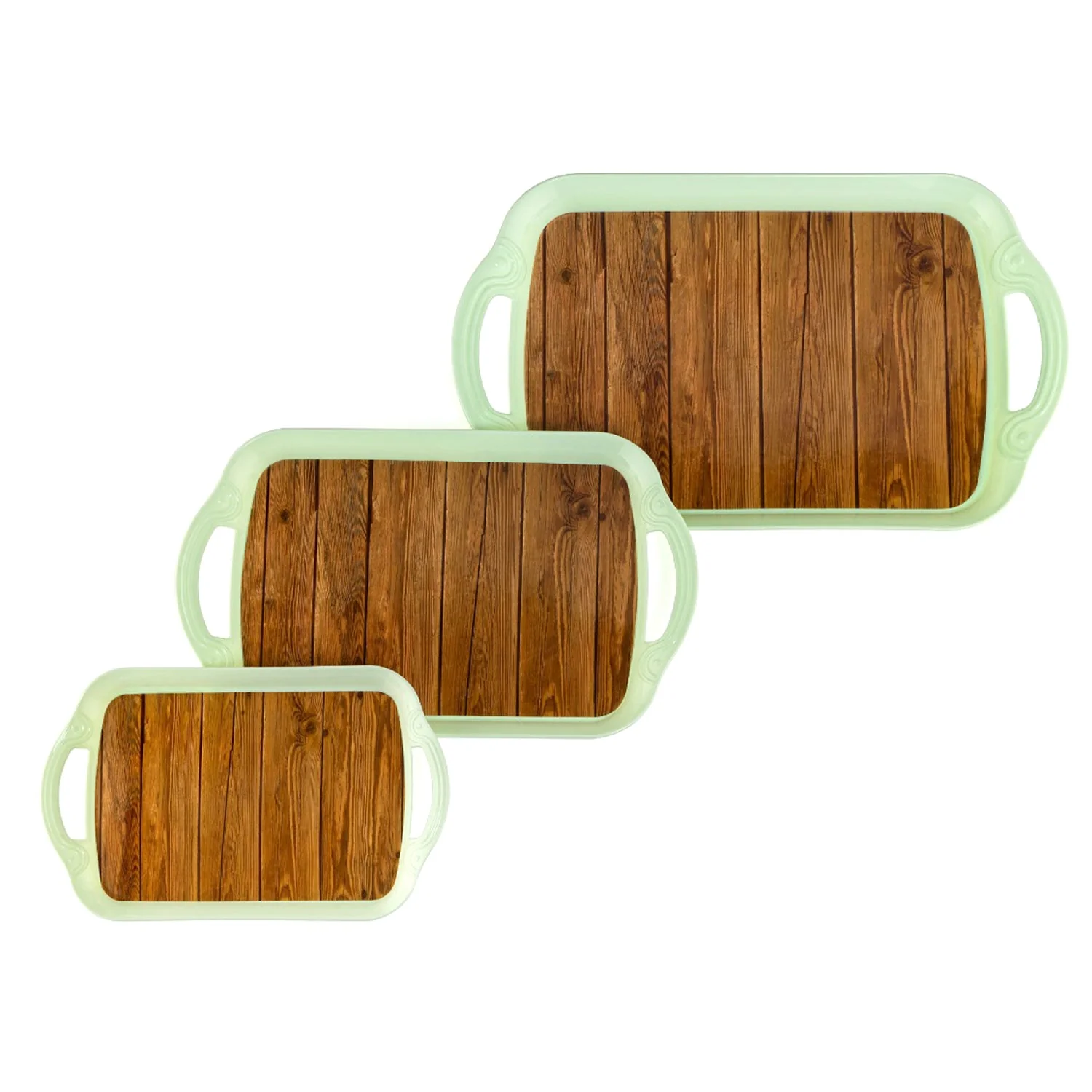 Serving Tray Set  (Pack of 3 Pcs / Multicolor / Mix Size) - Image 3