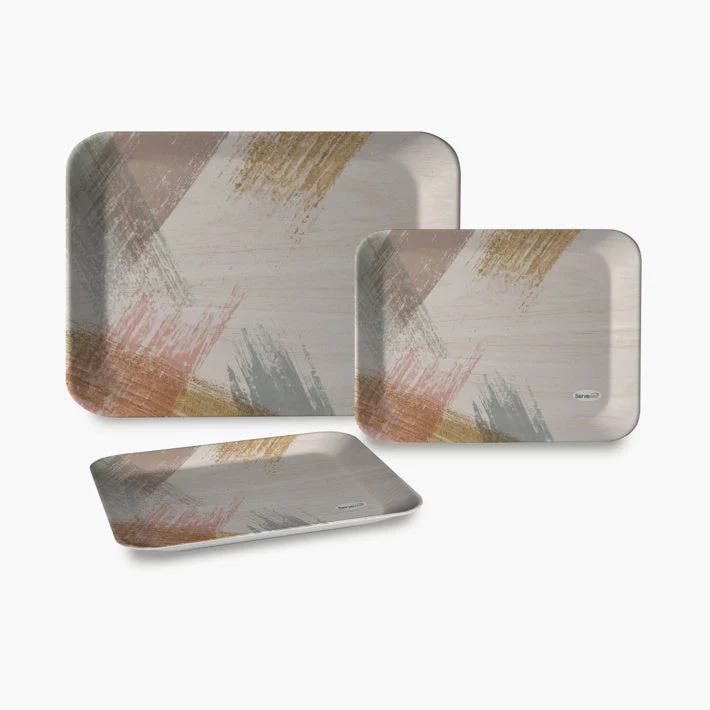 Serving Tray Set  (Pack of 3 Pcs / Multicolor / Mix Size) - Image 8