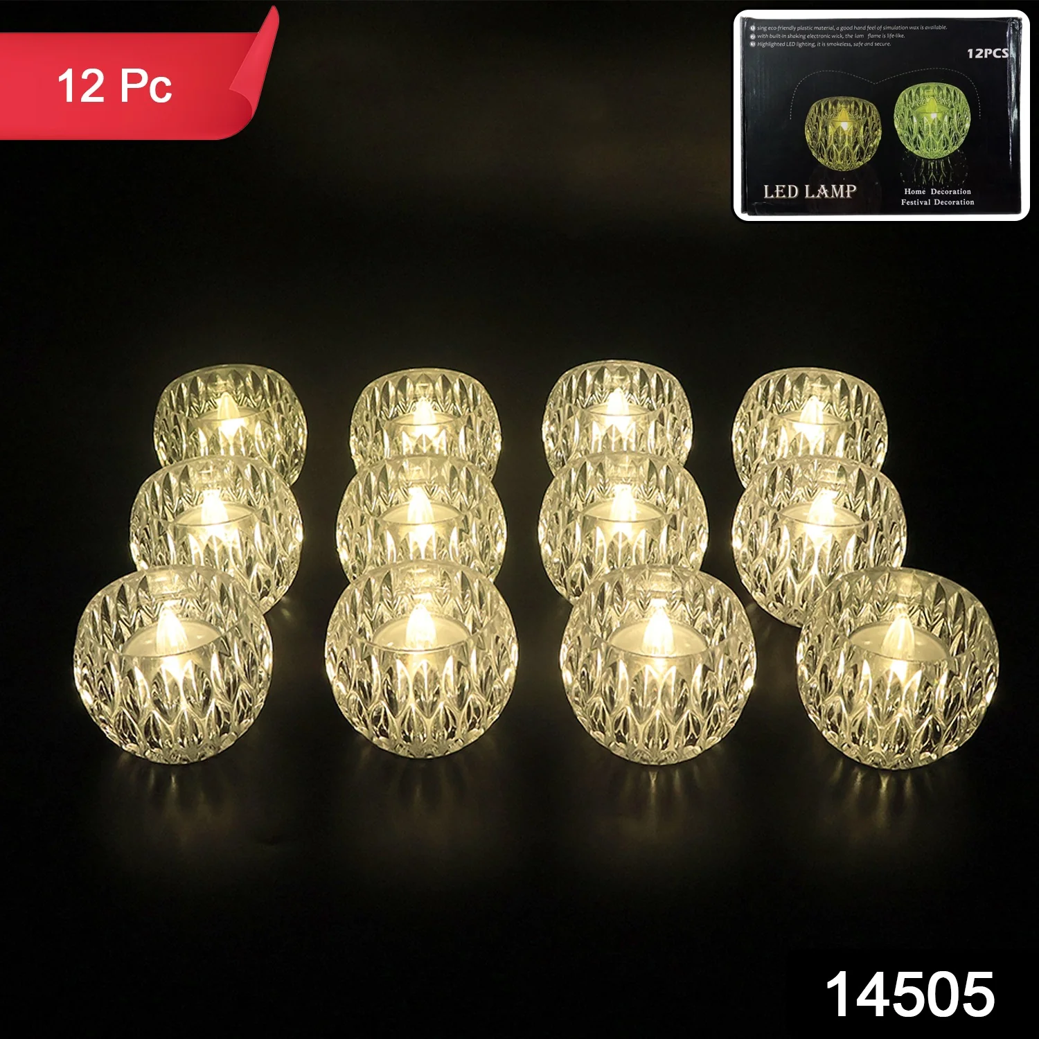 Set of 12 Crystal Style LED Decorative Lamps / Candle - Image 2