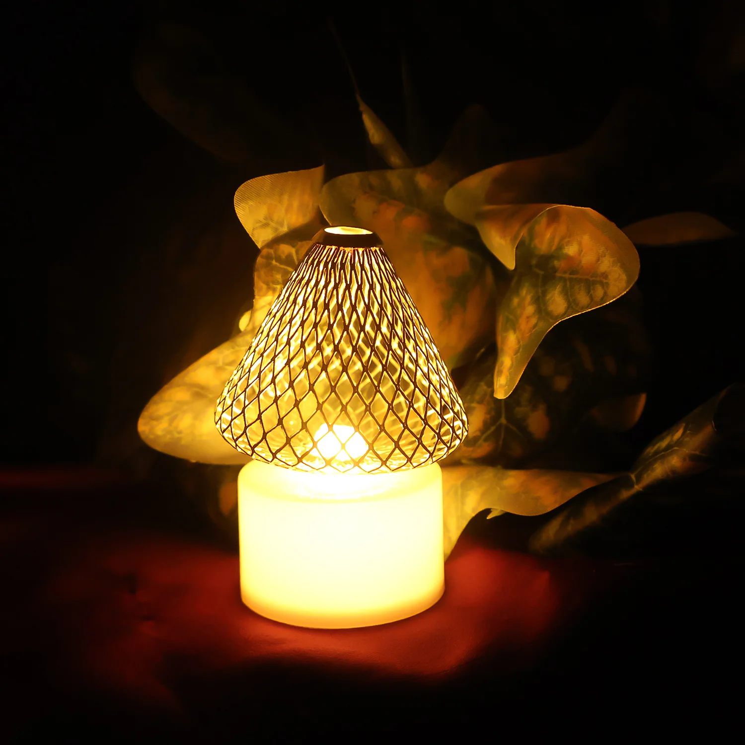 Set of 12 Decorative LED Flameless Candle Lights with Golden Net Cover - Image 4