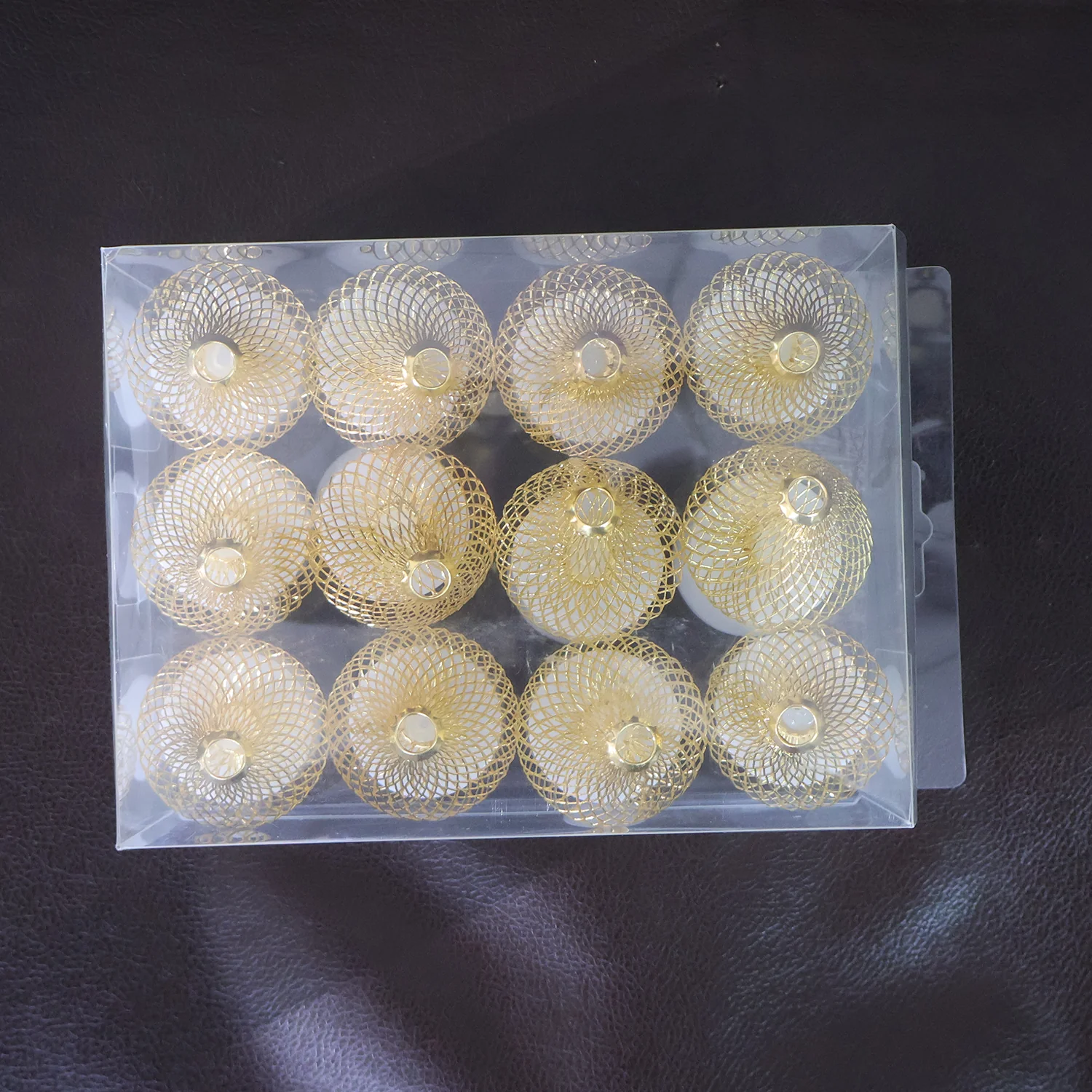 Set of 12 Decorative LED Flameless Candle Lights with Golden Net Cover - Image 8