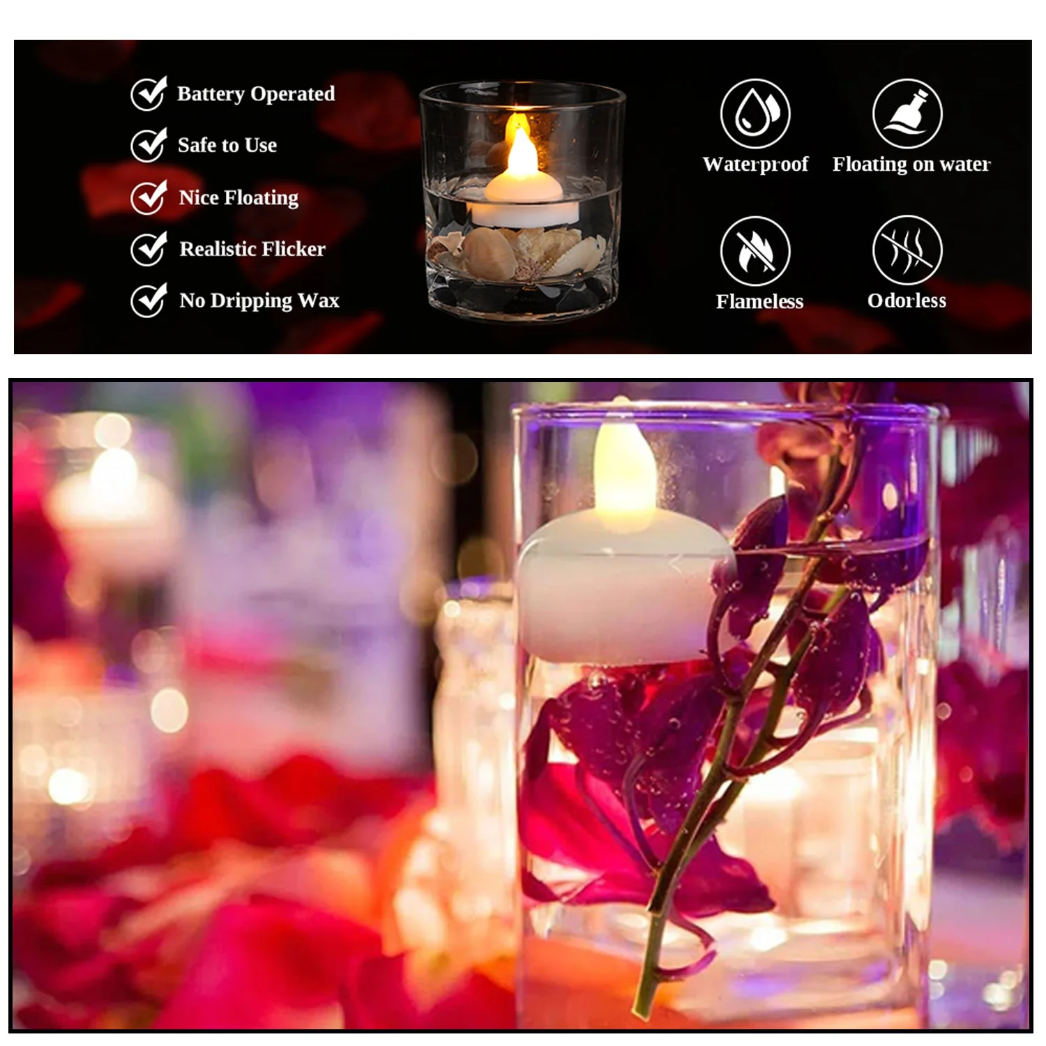 Set of 12 Flameless Floating Candles Battery Operated Tea Lights Tealight Candle - Image 10