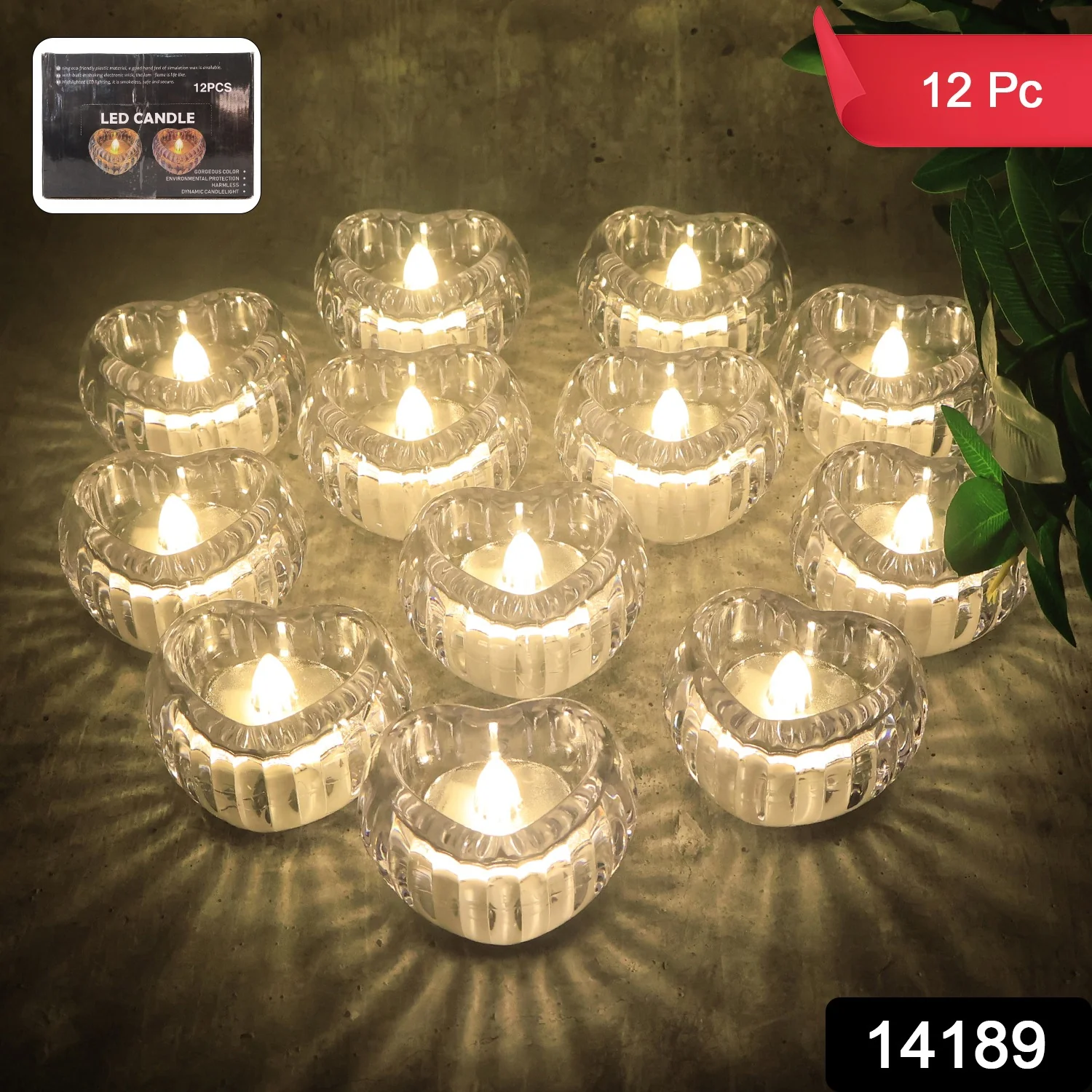 Set of 12 Heart-Shaped LED Flameless Decorative Candles - Image 2