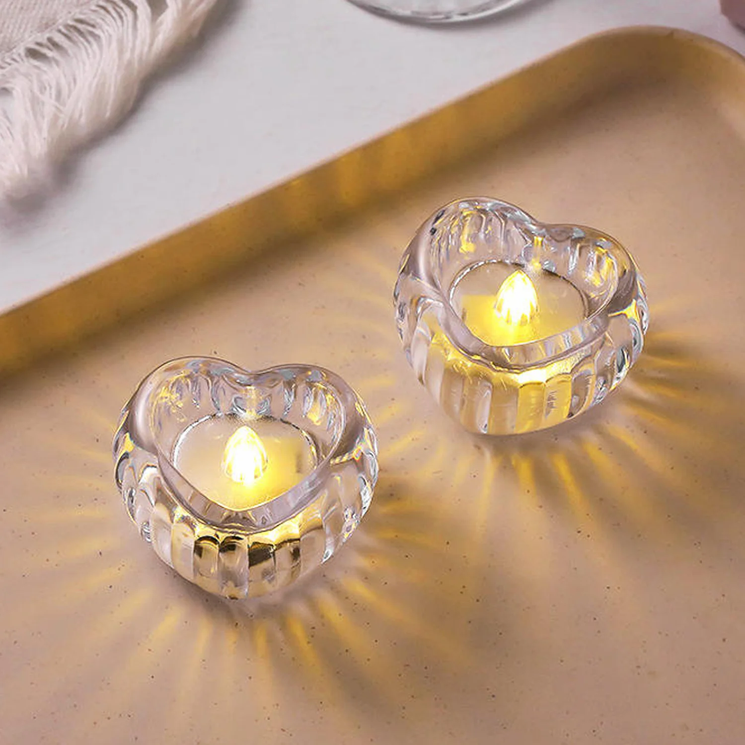 Set of 12 Heart-Shaped LED Flameless Decorative Candles - Image 4