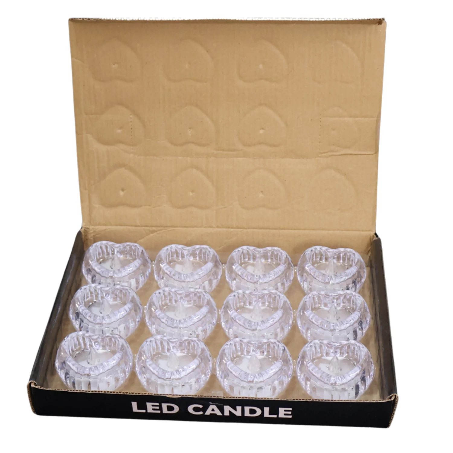 Set of 12 Heart-Shaped LED Flameless Decorative Candles - Image 5