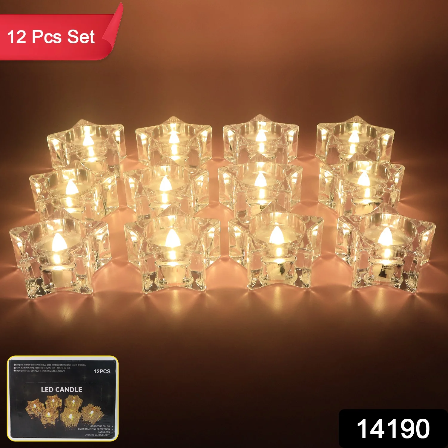 Set of 12 LED Crystal-Effect Flameless Smokeless Candles - Image 2