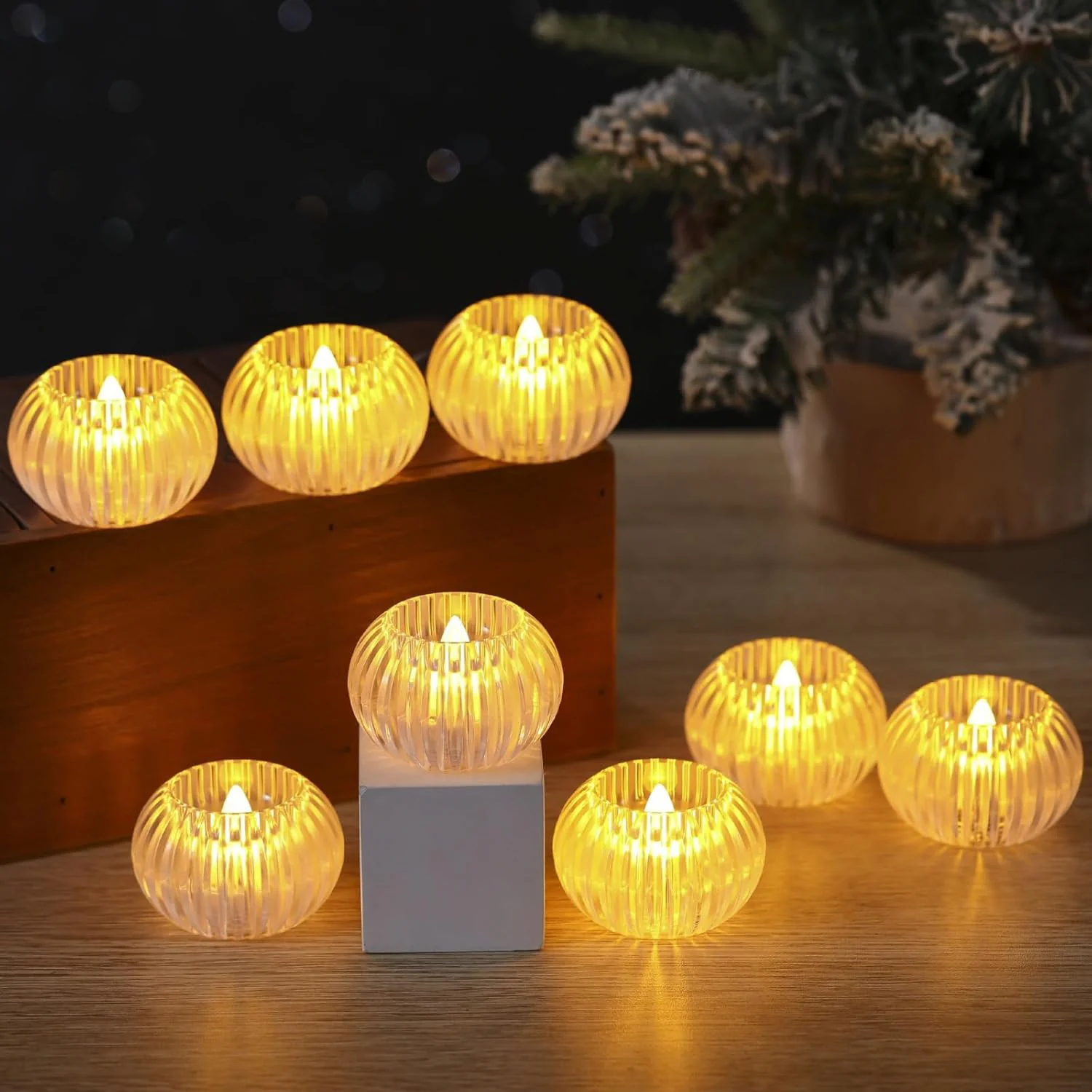 Set of 12 LED Crystal-Effect Flameless Smokeless Decorative Candles - Image 4