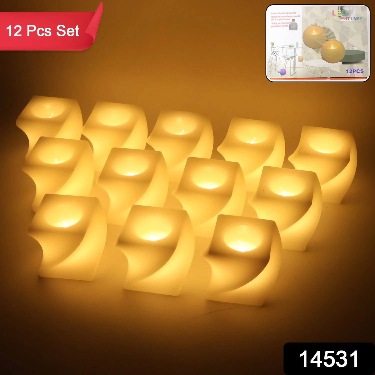 Set of 12 LED Flameless Decorative Candles – Square Shape Tealight Lamps - Image 2
