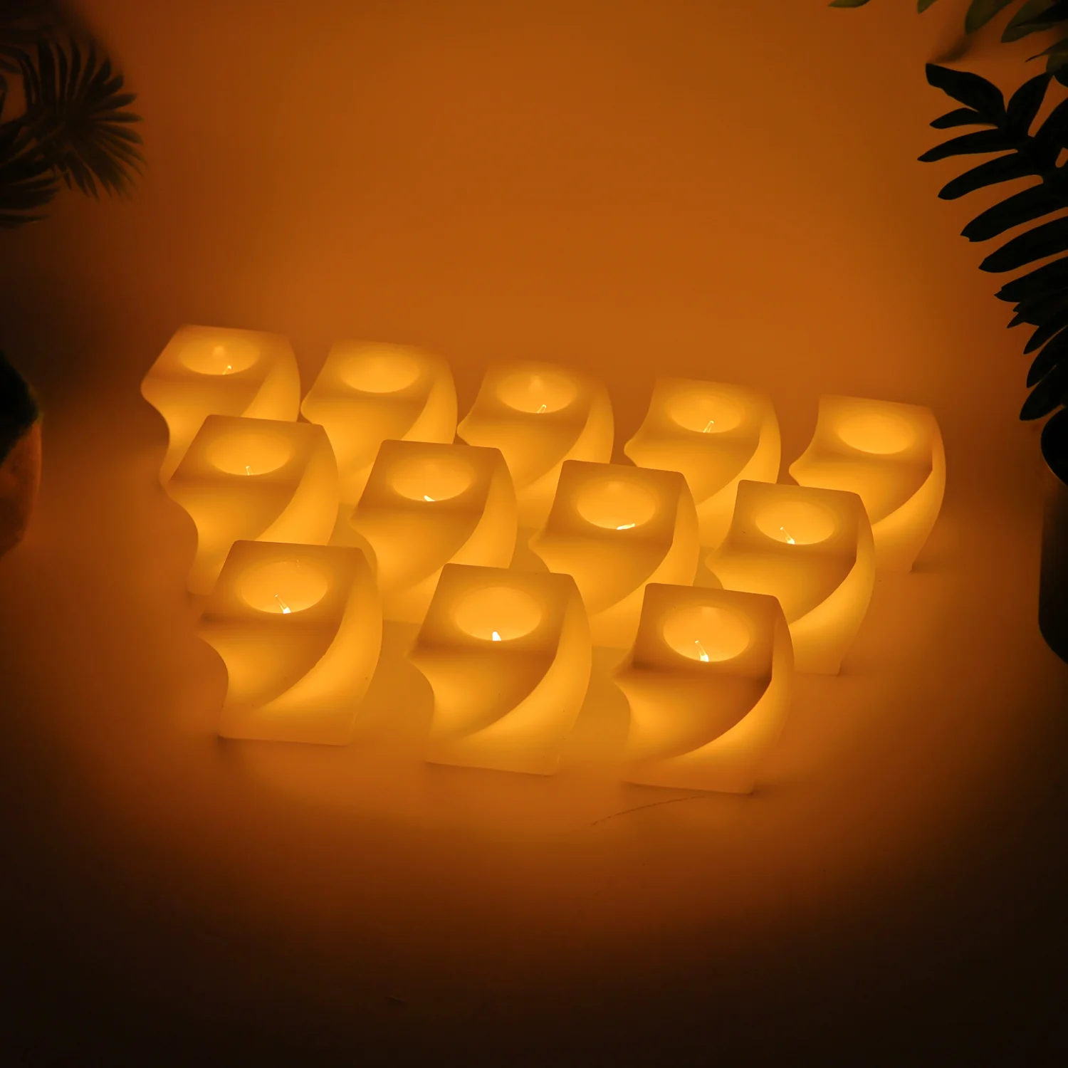 Set of 12 LED Flameless Decorative Candles – Square Shape Tealight Lamps - Image 6