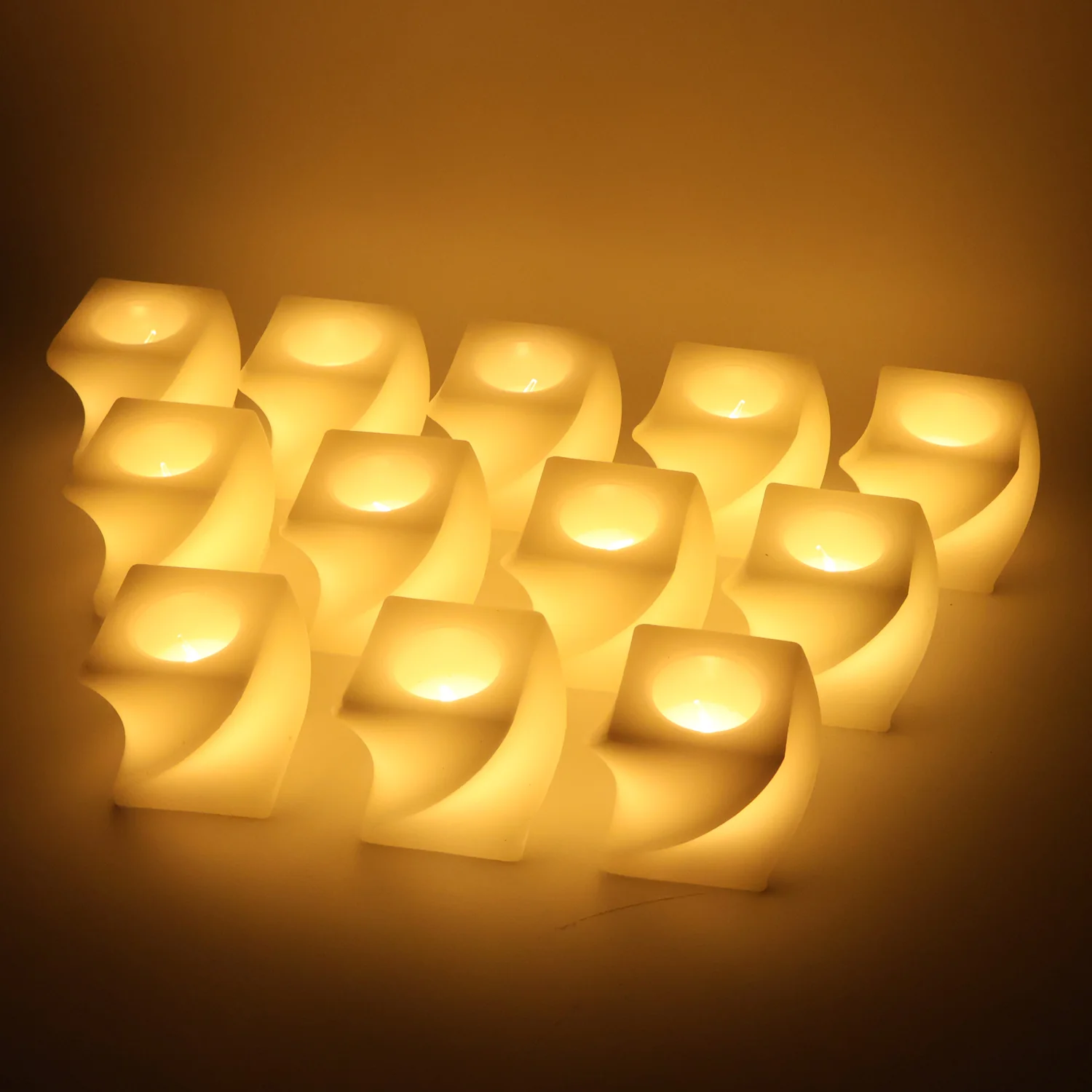 Set of 12 LED Flameless Decorative Candles – Square Shape Tealight Lamps - Image 7