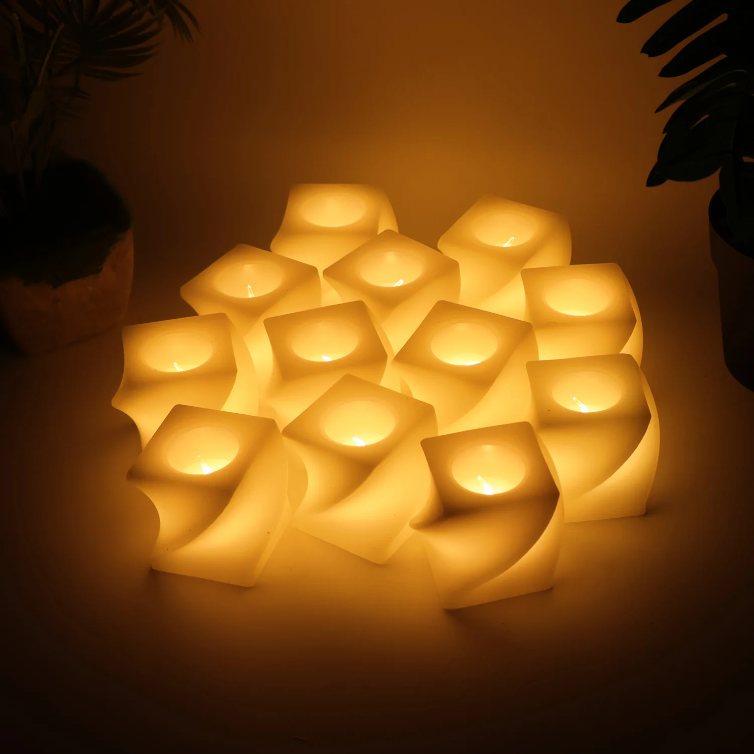 Set of 12 LED Flameless Decorative Candles – Square Shape Tealight Lamps - Image 8