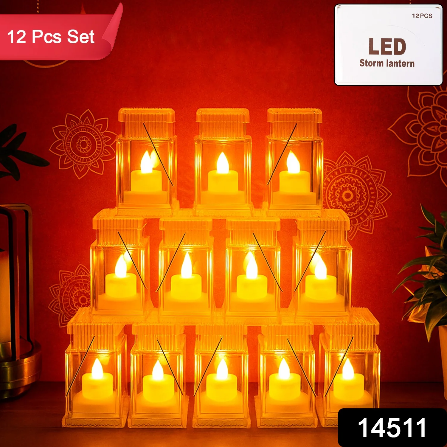 Set of 12 LED Storm Lantern Decorative Lights - Image 2