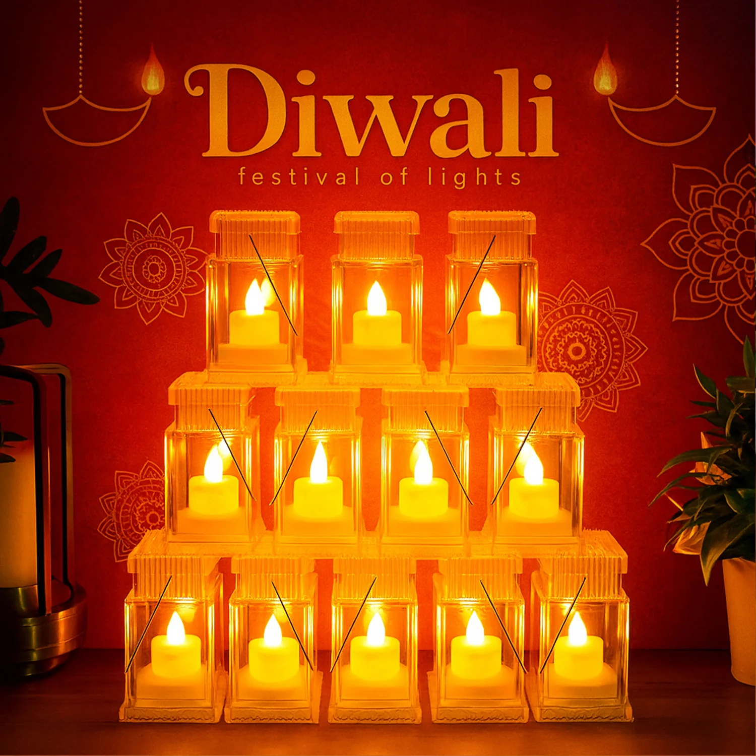 Set of 12 LED Storm Lantern Decorative Lights - Image 4