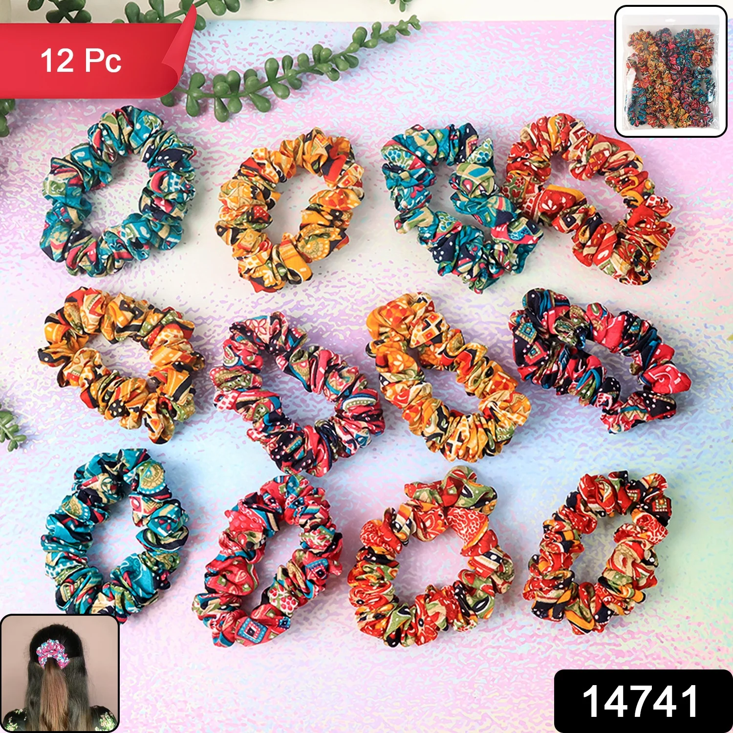 Set of 12 Stylish Printed Fabric Hairband - Image 2