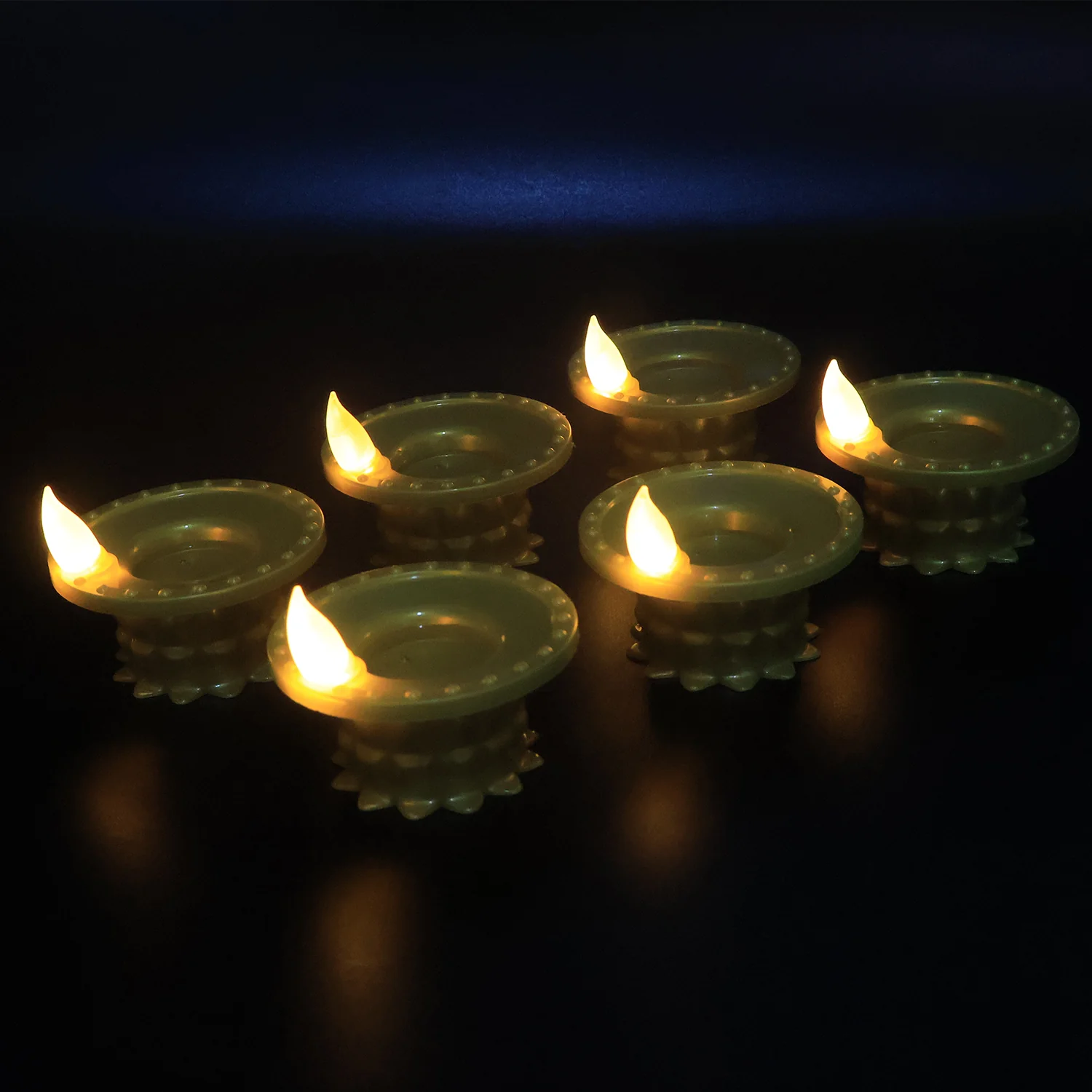 Set of 12 Water Sensor LED Golden Diyas - Image 4