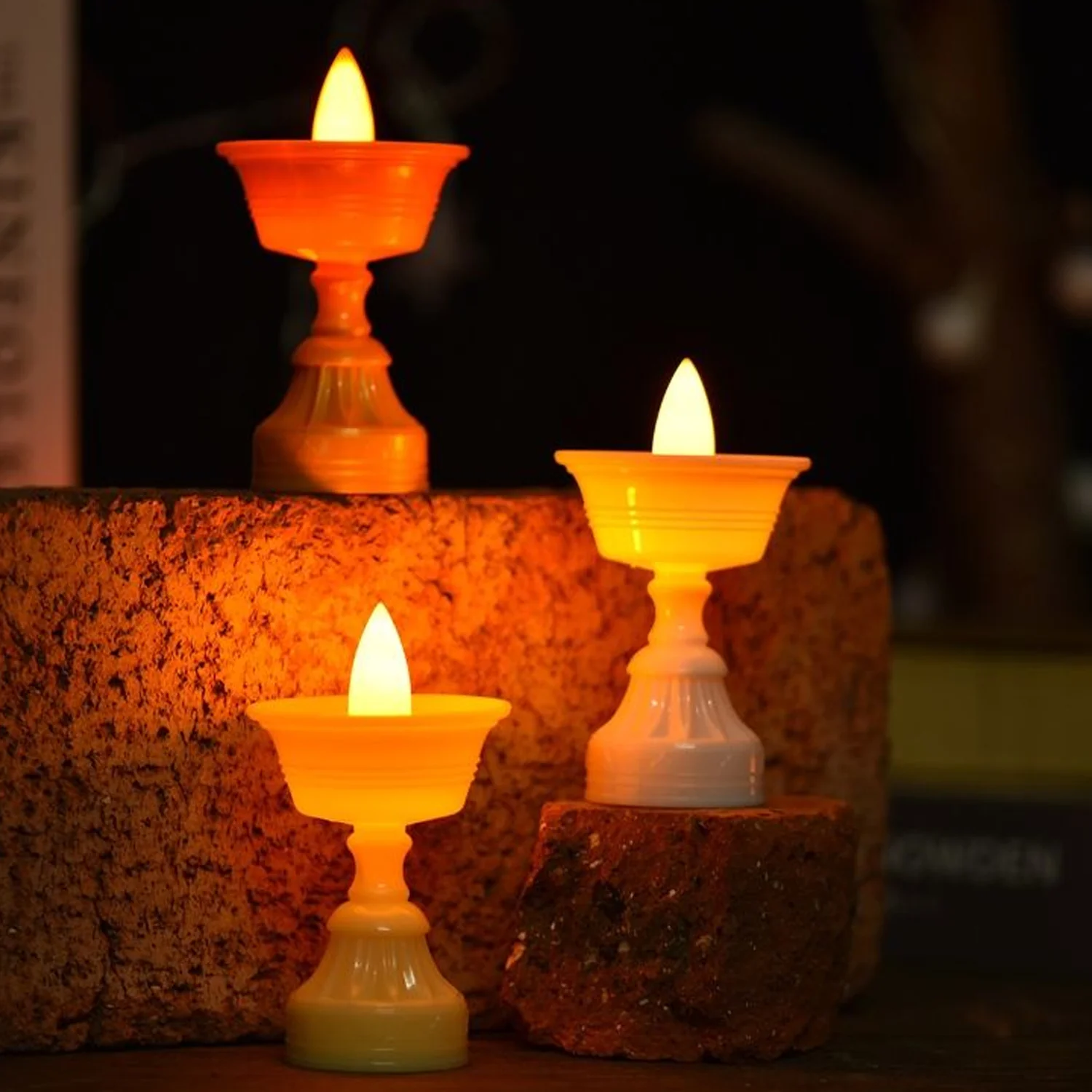 Set of 12 White Water Sensor LED Diyas - Image 6