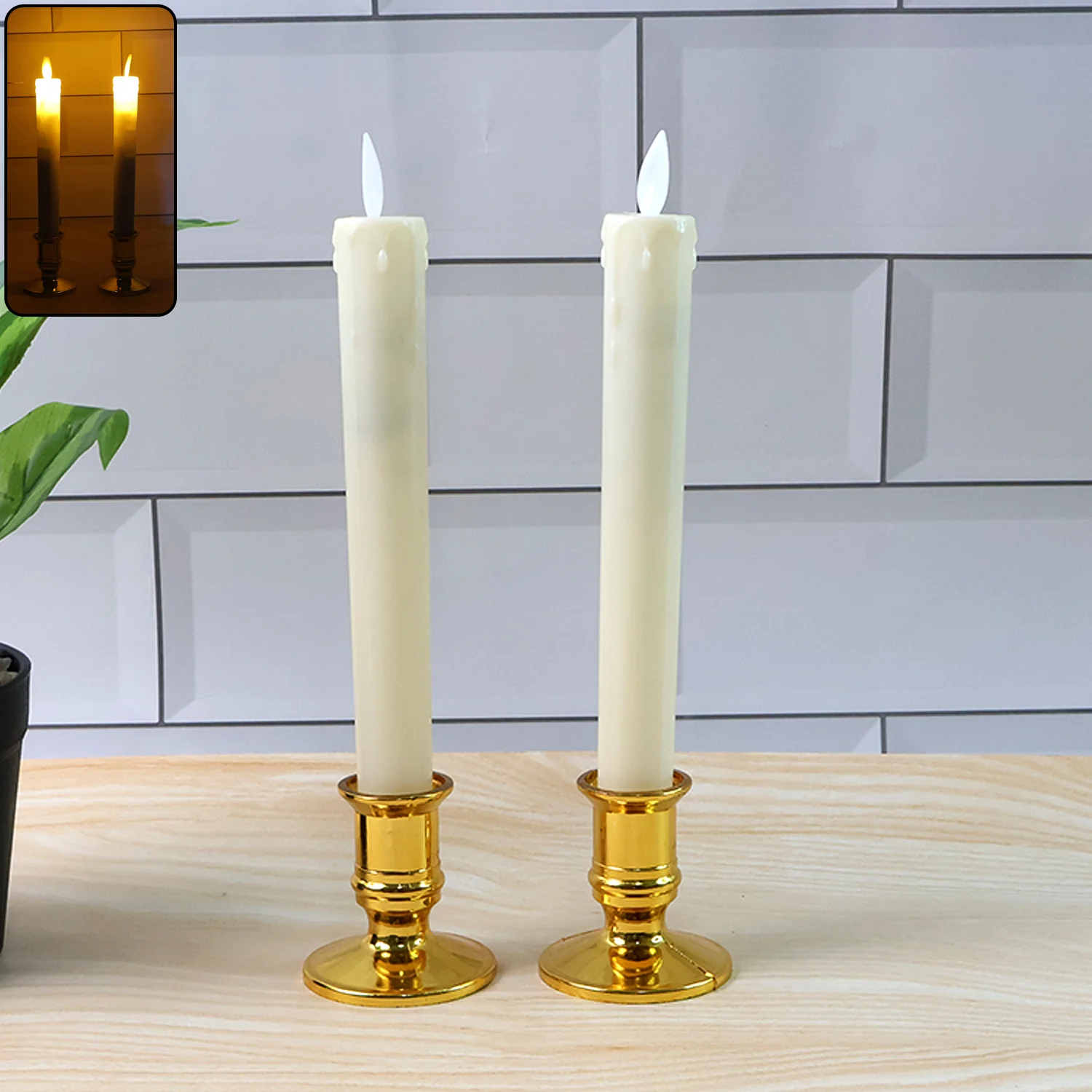 Set of 2 LED Flameless Taper Candles - Image 4