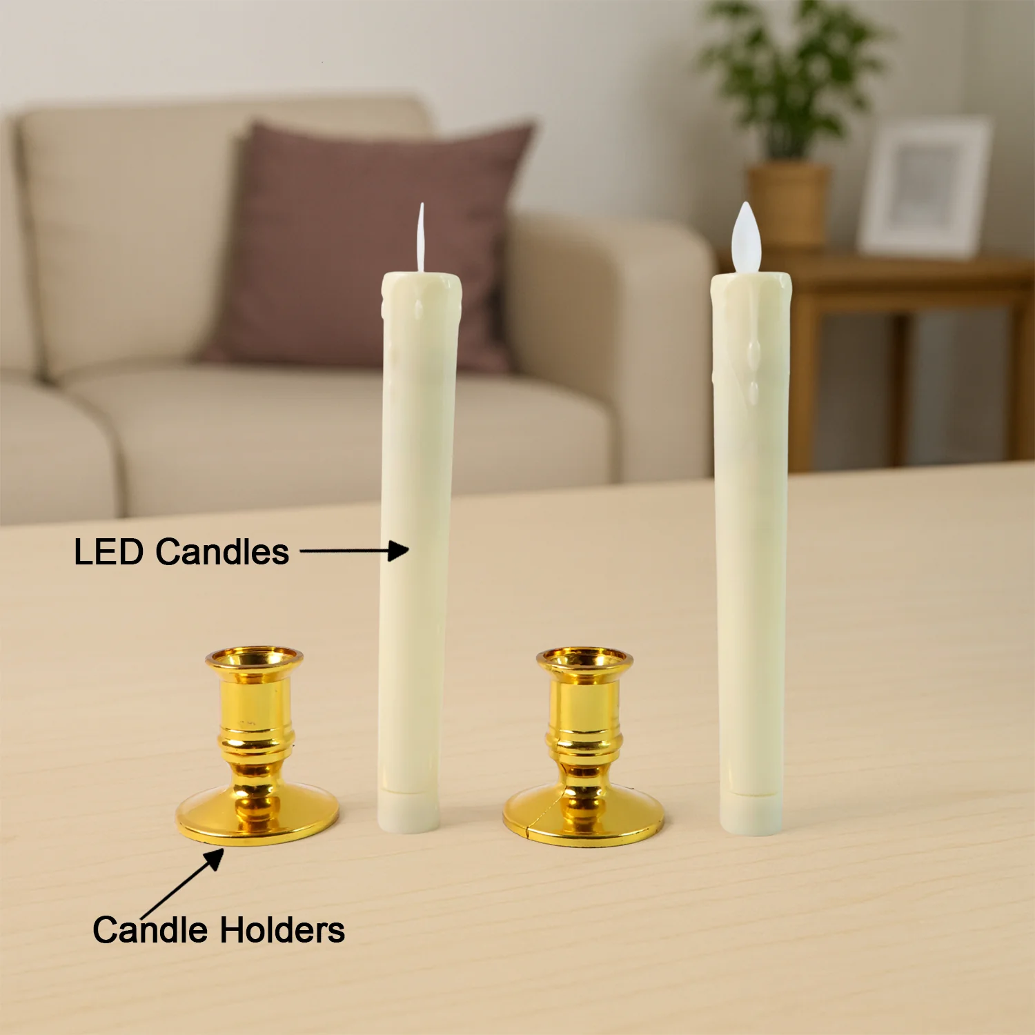 Set of 2 LED Flameless Taper Candles - Image 5