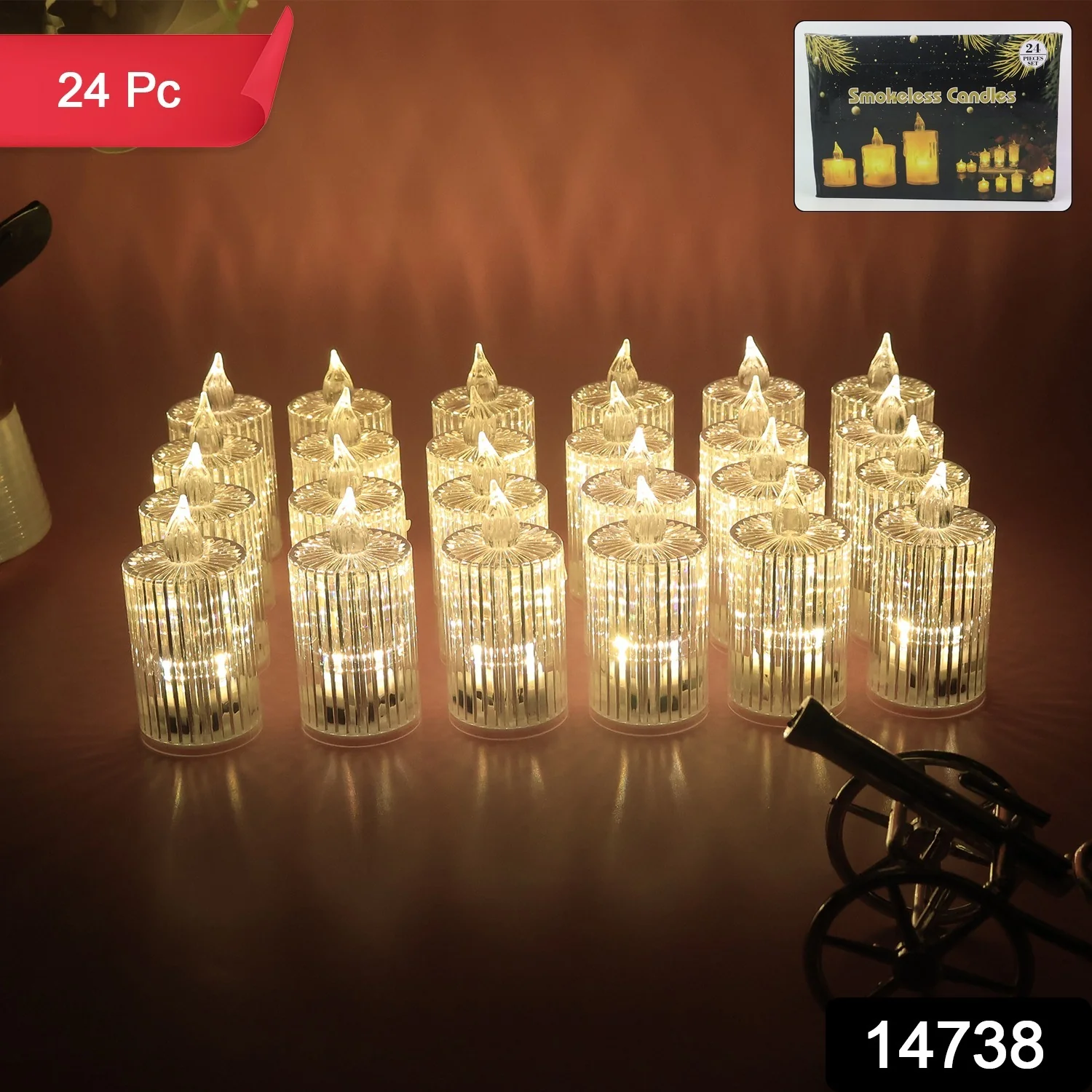 Set of 24 Smokeless LED Flameless Decorative Candles - Image 2