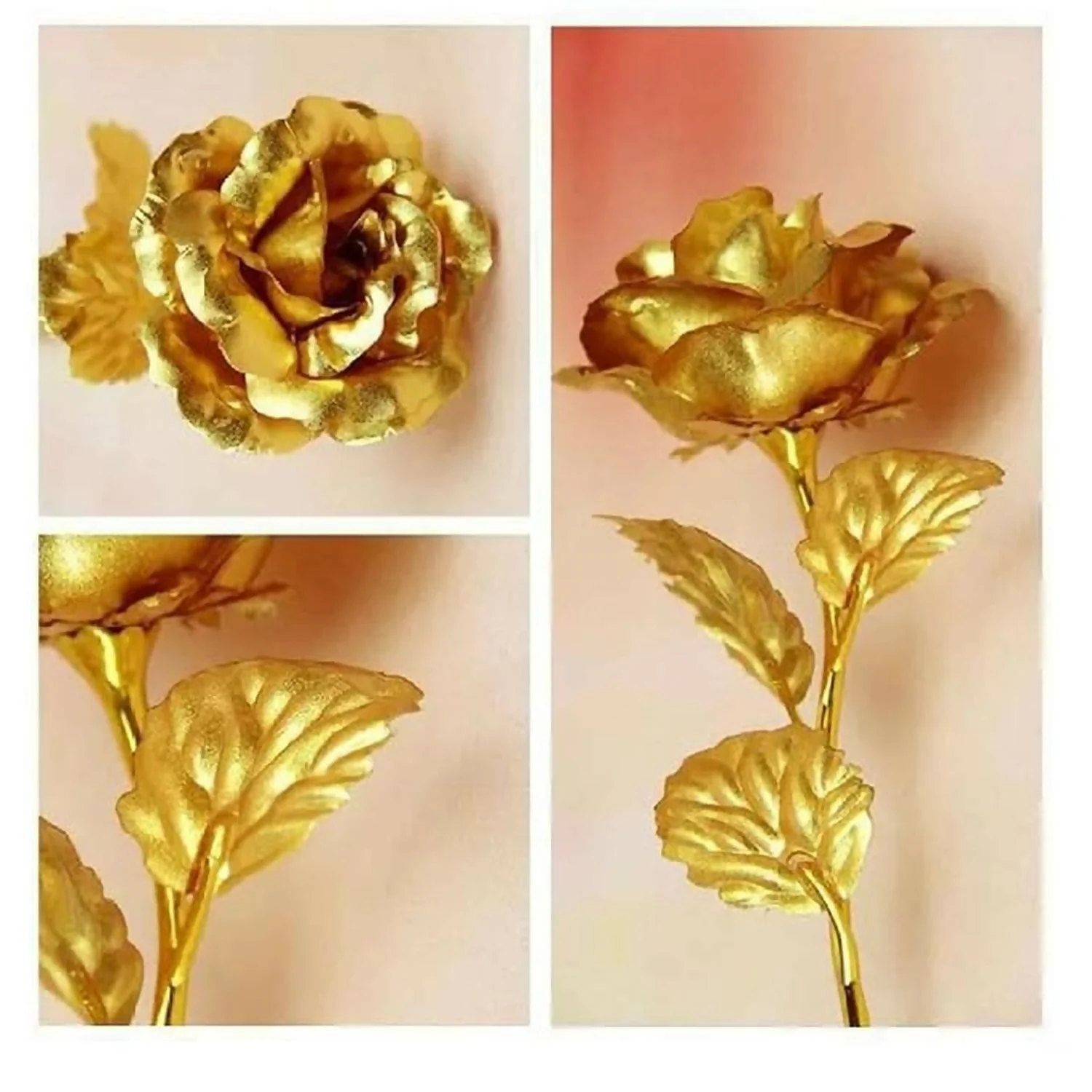Set of 3 Artificial Golden Roses | 24K Gold Foil Roses for Decoration, Romantic Gift for Valentine’s Day, Anniversary, Birthday, Home Decor | Elegant Forever Rose Gift for Wife, Girlfriend, Mother - Image 4