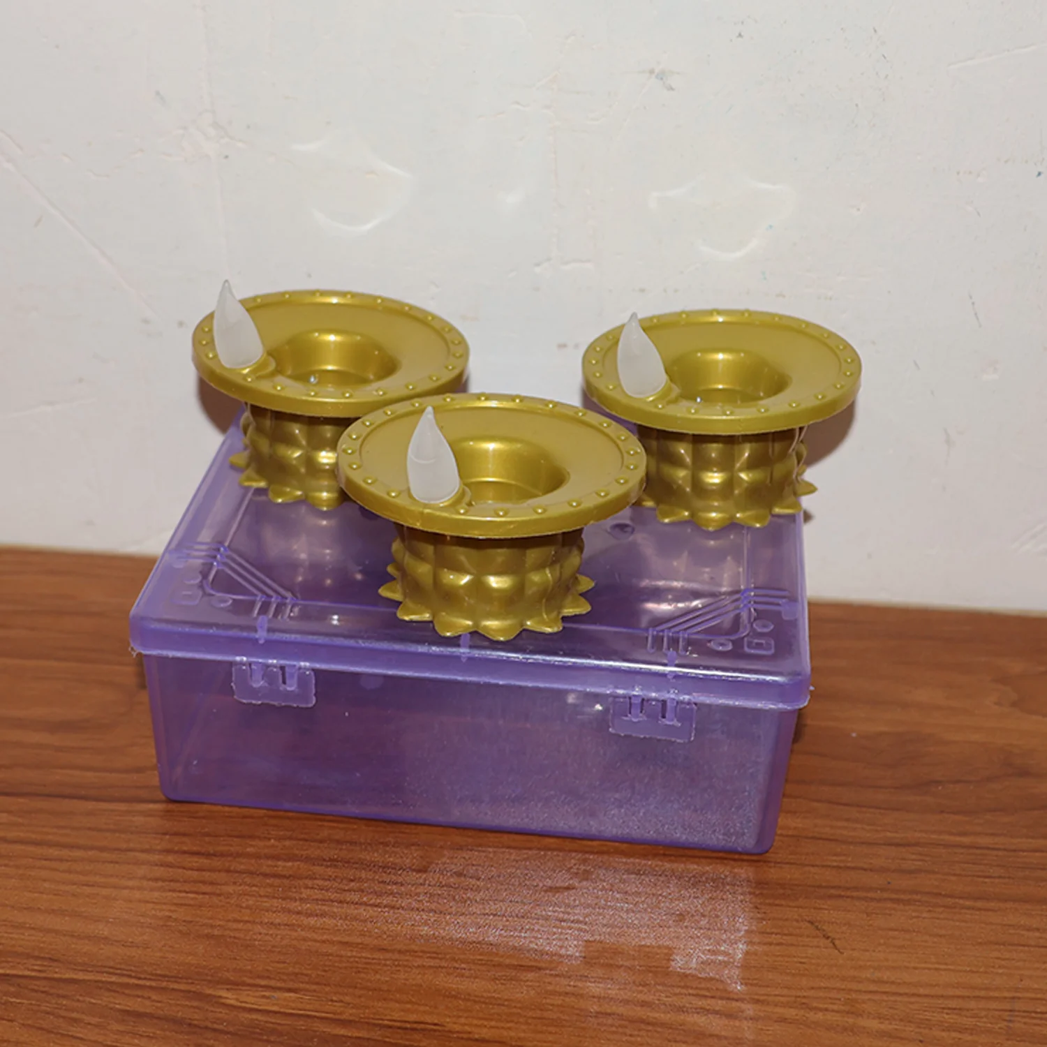Set of 3 Water Sensor LED Golden Diyas - Image 10