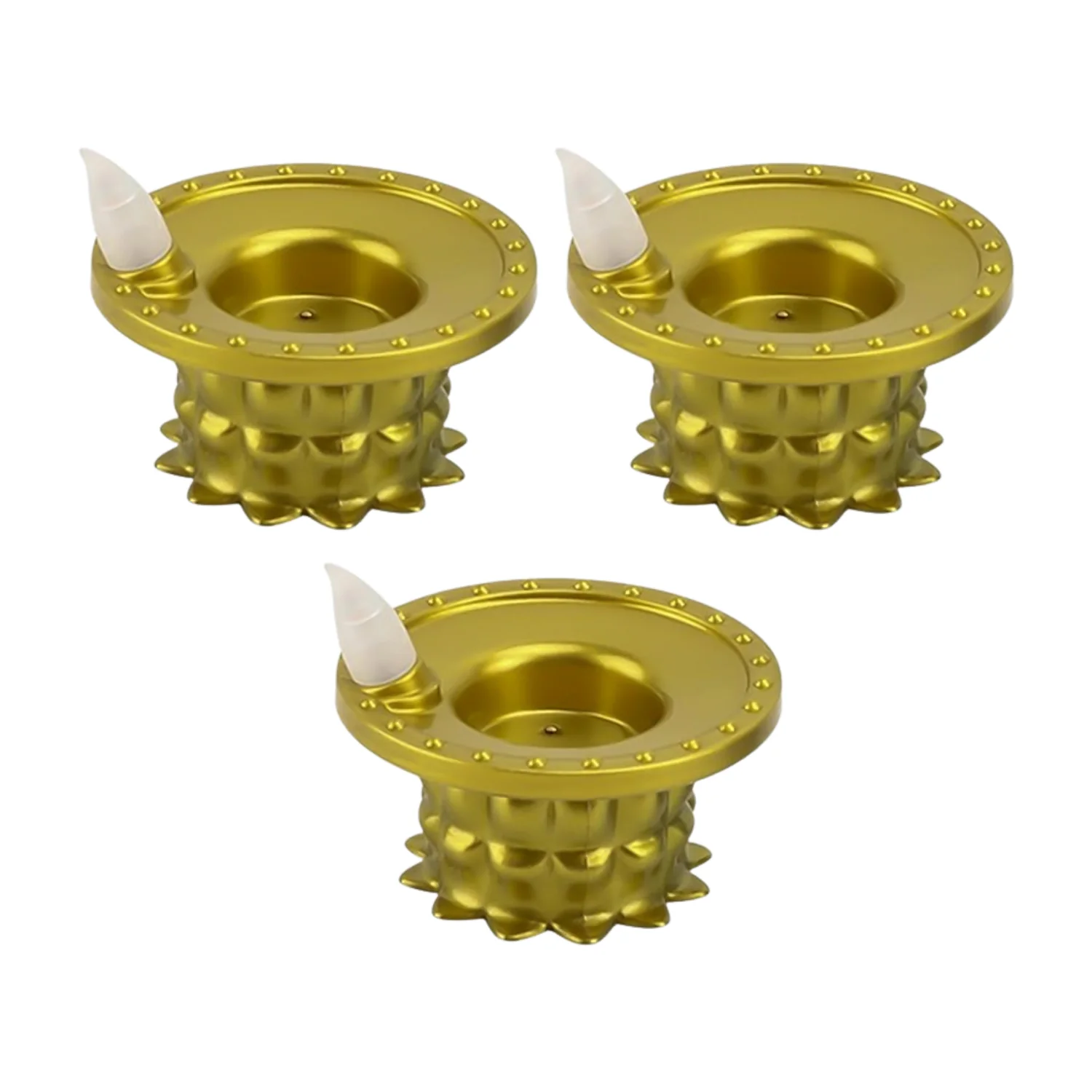 Set of 3 Water Sensor LED Golden Diyas - Image 9