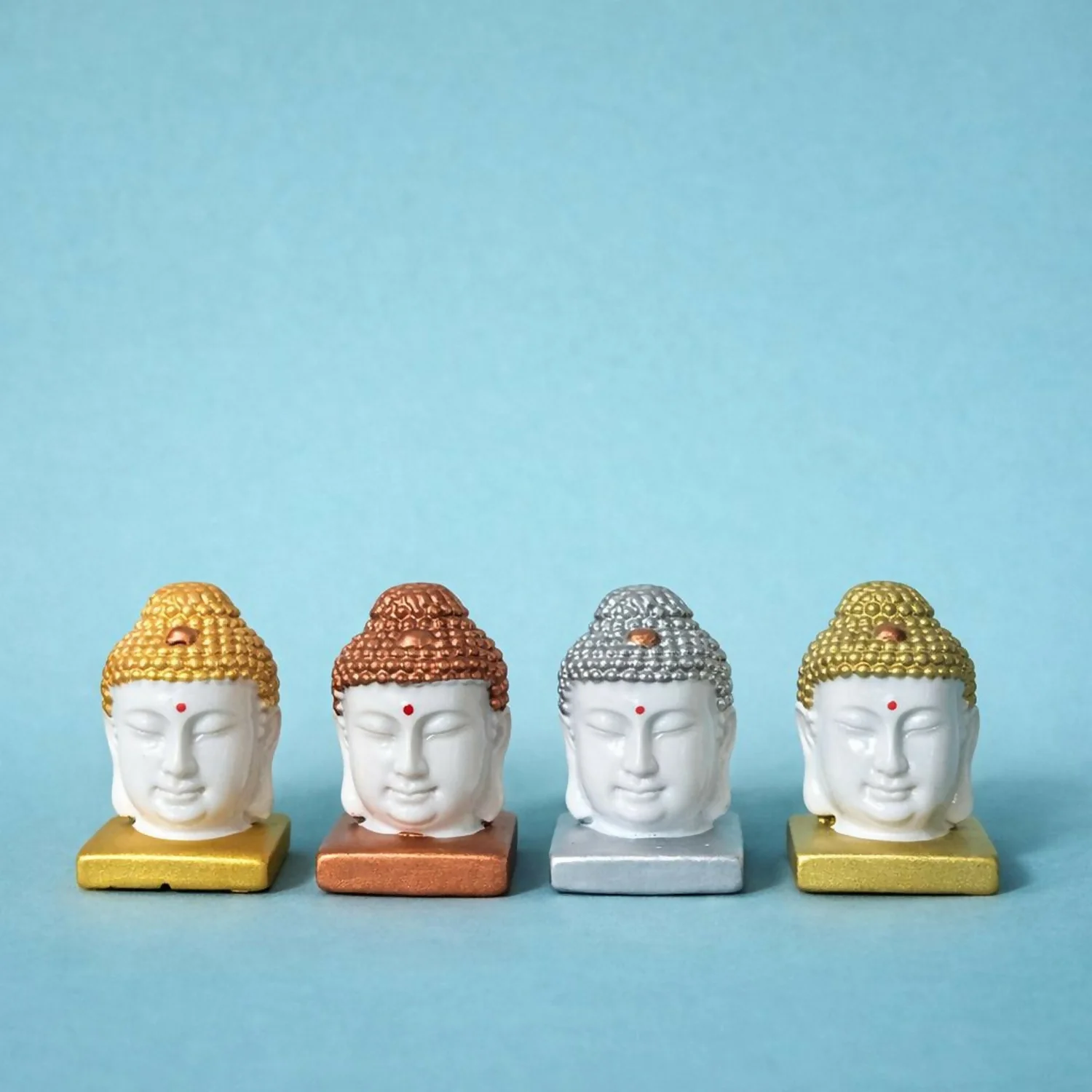 Set of 4 Buddha Head Showpiece for Home Decor - Image 2