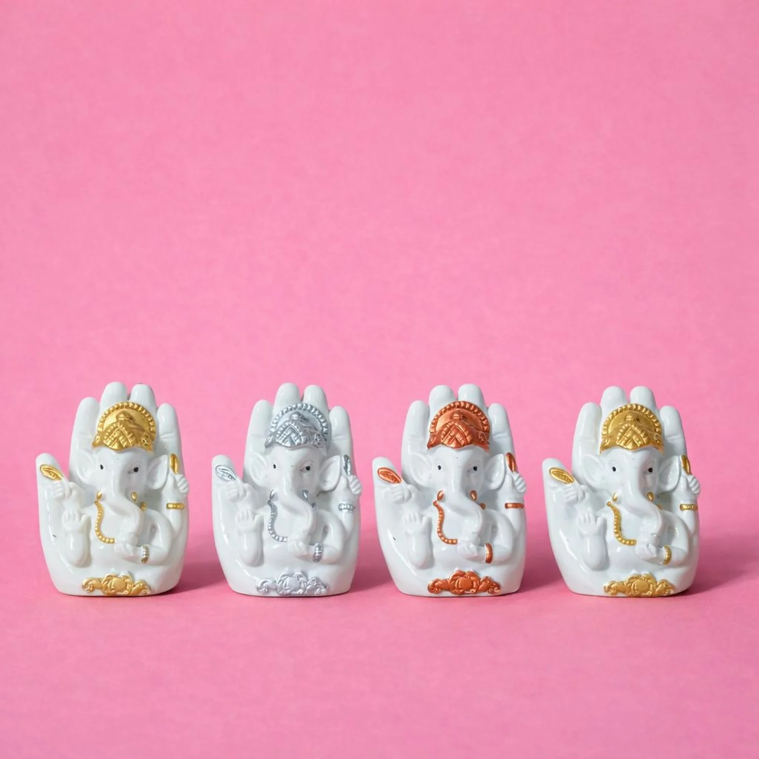 Set of 4 Ganesh Idol for Home Decor Ganpati Showpiece - Image 2